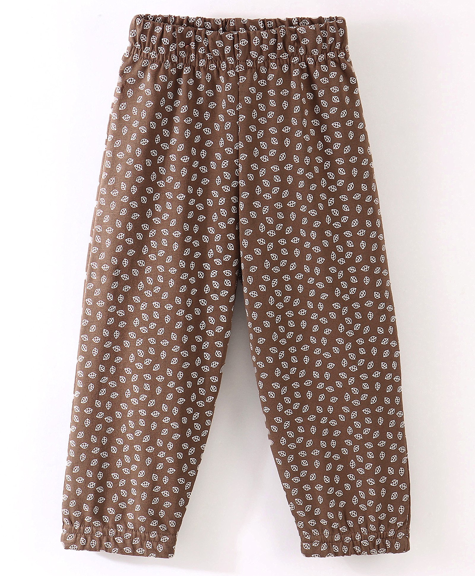 Fido Cotton Jersey Full Length Leggings Leaves Printed - Brown-picture-25