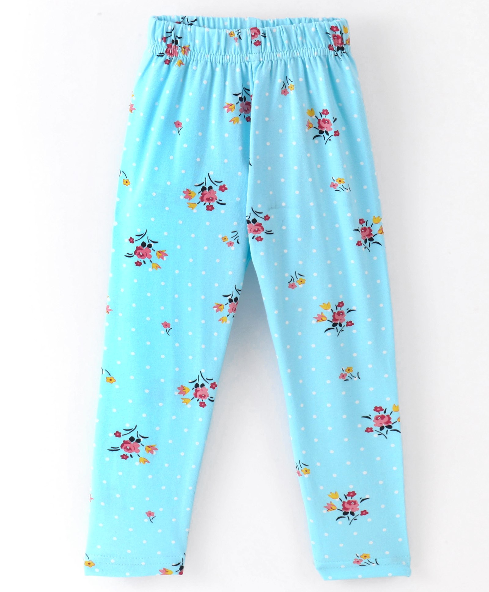 Fido Cotton Jersey  Full Length Leggings Floral Printed - Sky Blue-picture-22