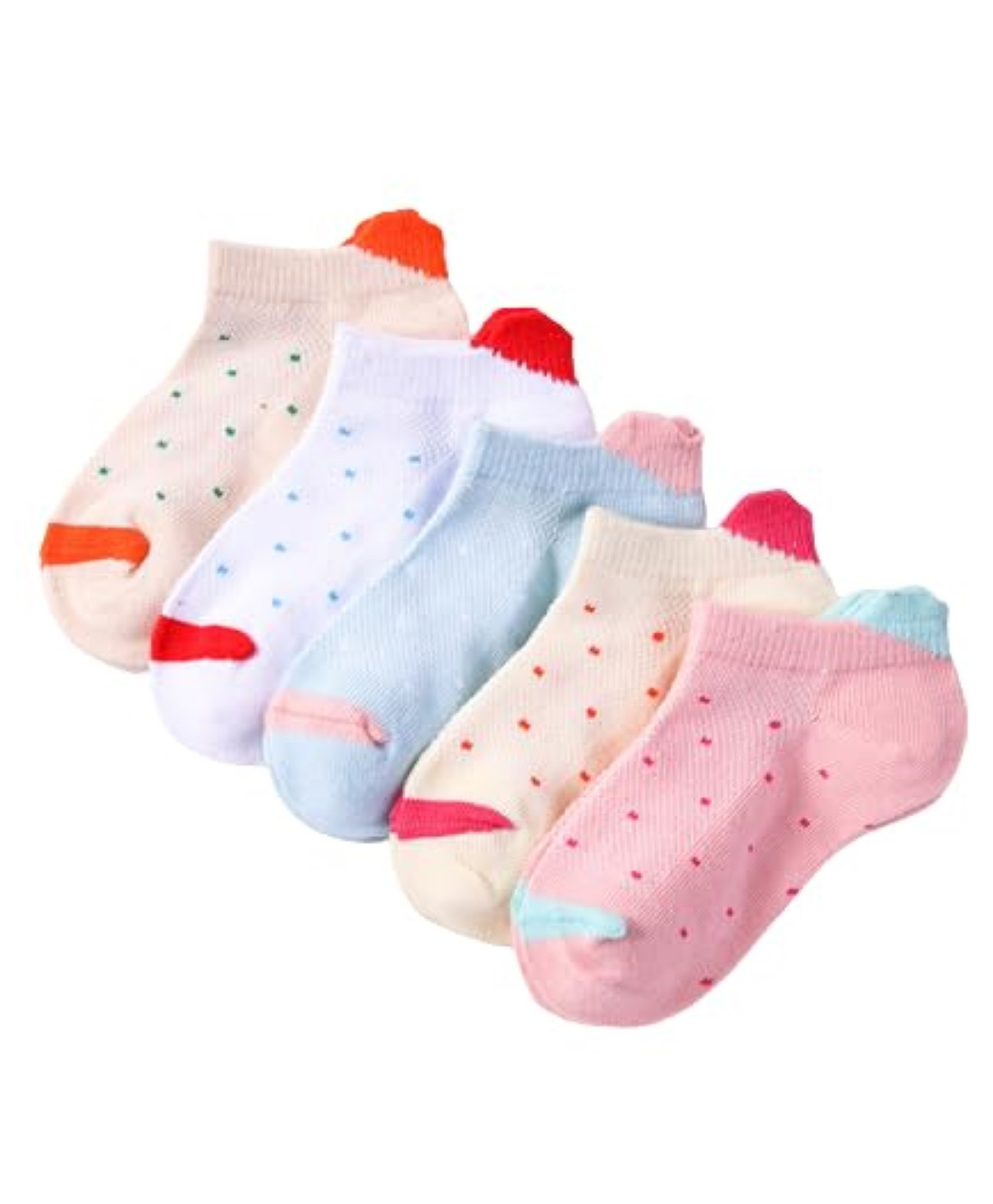 MOMISY 5 Pairs Tube Socks Solid Color Boat Spring and Autumn Socks Stretch Baby kids Sock Dots Heart-image-8