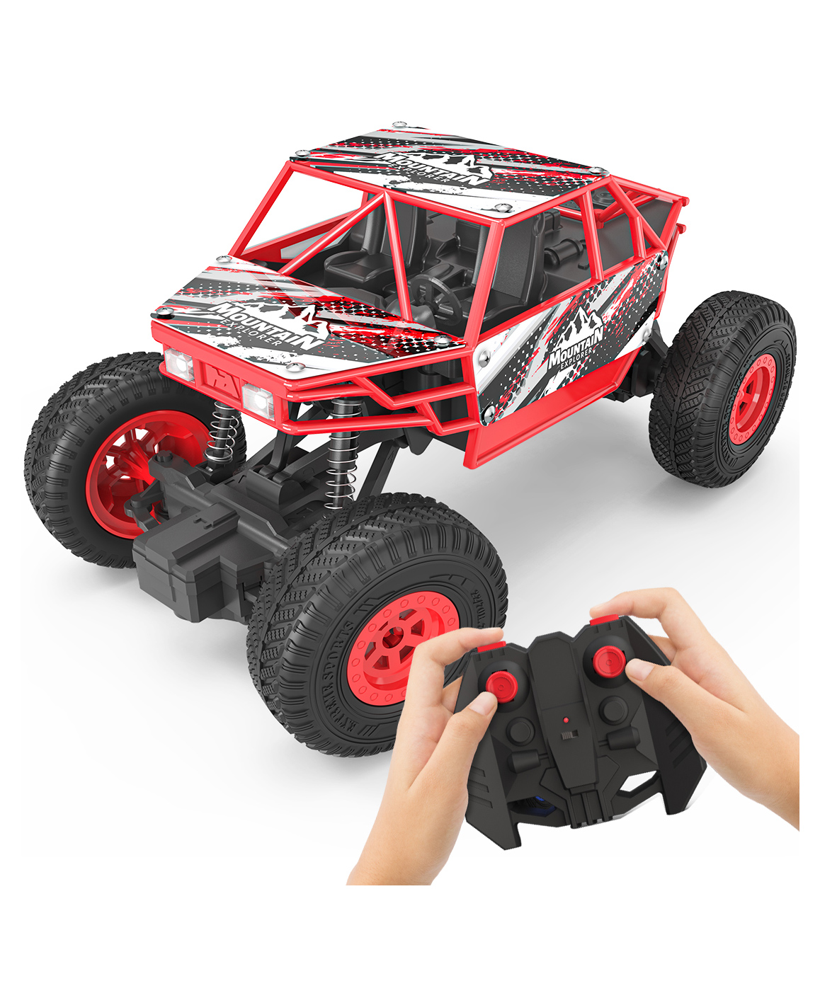 mirana toys Mirana C-Type USB Rechargeable Duster RC Car ATV Remote Control Car with Nitro Boost, Spring Suspensions 2WD Rock Crawler Fun RC Toy and Gift for Kids and Boys - Red-picture-12