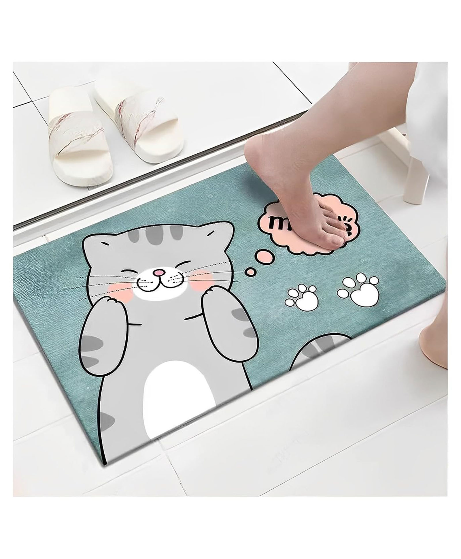 THE LITTLE LOOKERS Bathroom Mat for Kids Room - Green-picture-12