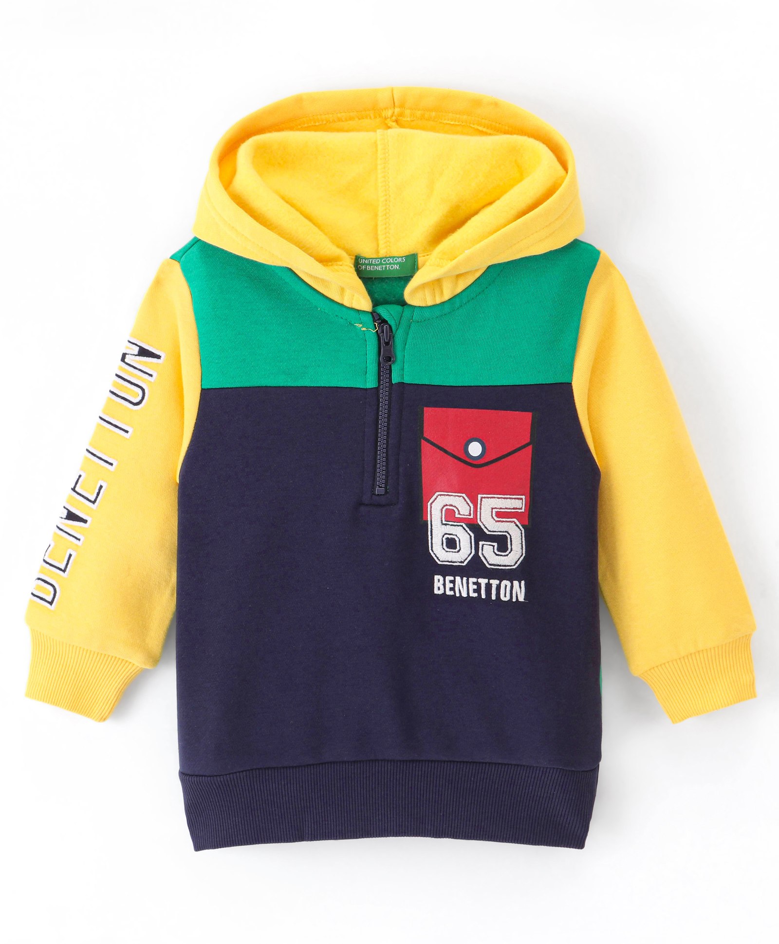 UCB Knit Full Sleeves Hooded Sweatshirt Text Print - Blue-picture-37