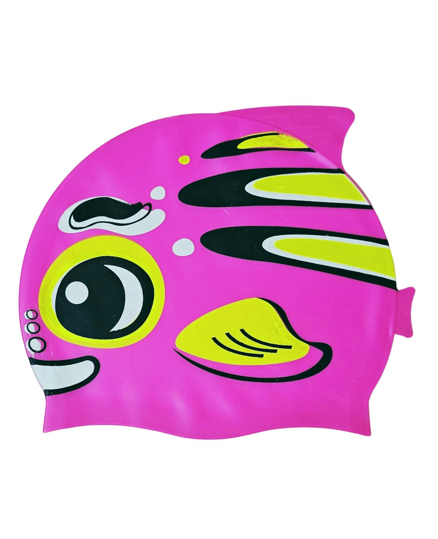 KARBD Fish Design Silicone Swimming Cap for Kids - Dark Pink Mix-image-1