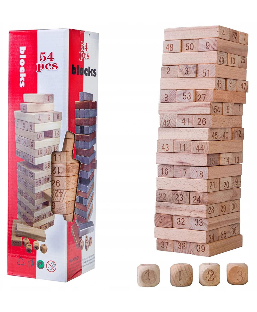YAMAMA Classic Wooden Number Blocks Game For Kids And Adults - 54 Pieces-image-18