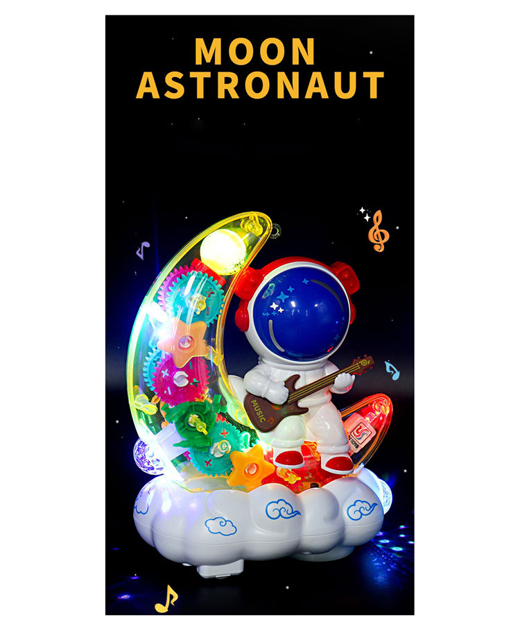 YAMAMA Electric Gear Mechanical Moon Astronaut Shape Smart Gear Toy With Light And Music - Multicolor-image-7
