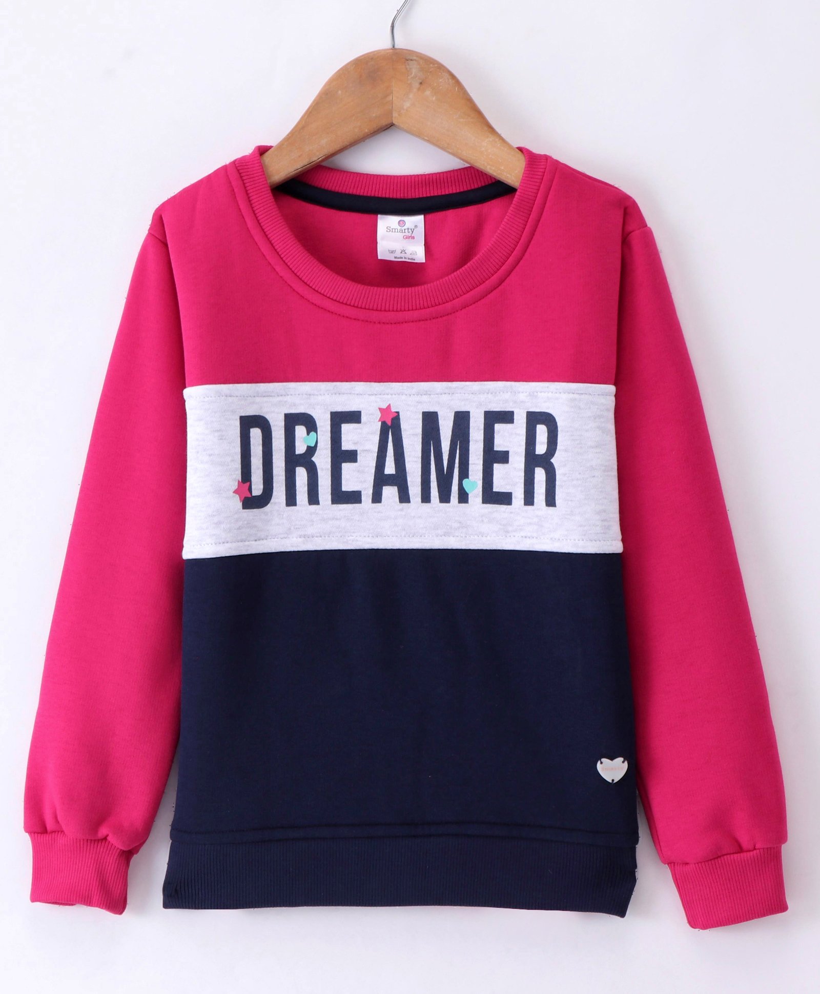 Smarty Girls Full Sleeves Fleece Sweatshirt Text Print - Pink-image-38