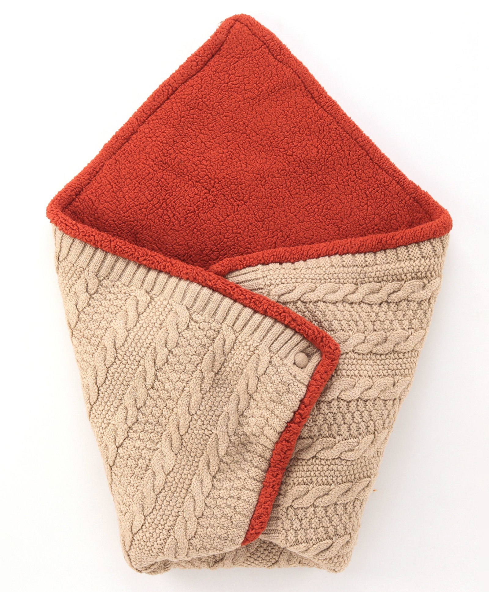 Yellow Apple Cable Blanket with Sherpa Lining -Oatmeal-image-44