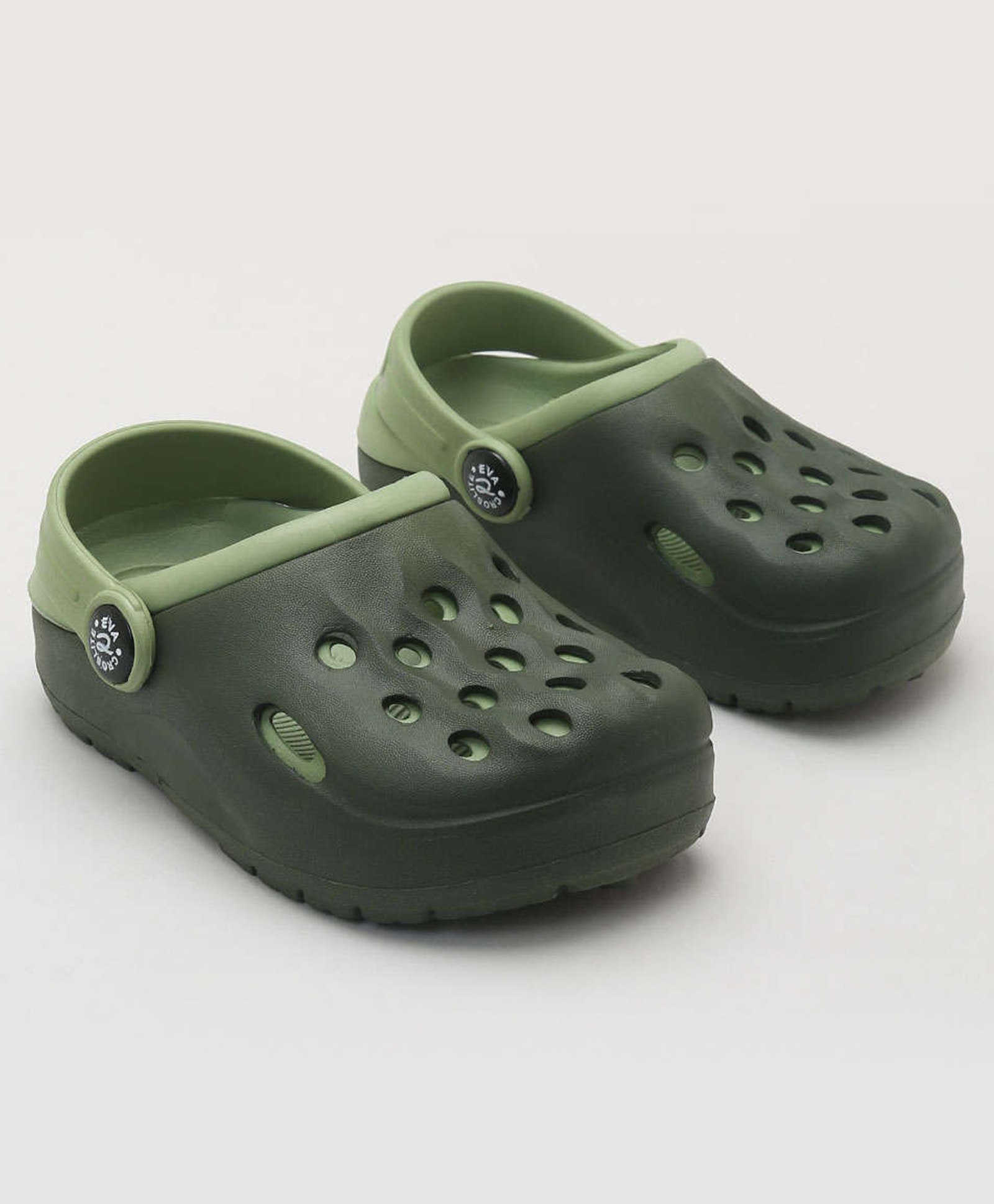 Priaansha Kids Perforrated Slingback Unisex Clogs - Green-image-4