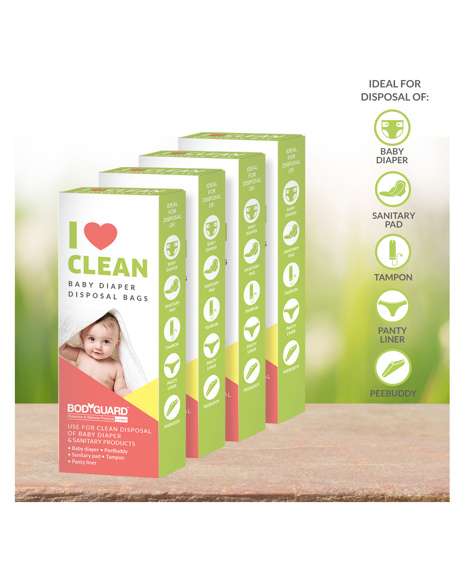 BodyGuard I Love Clean Baby Diaper Disposal Bags - 60 Bags (4 Pack - 15 Bags Each)-image-14