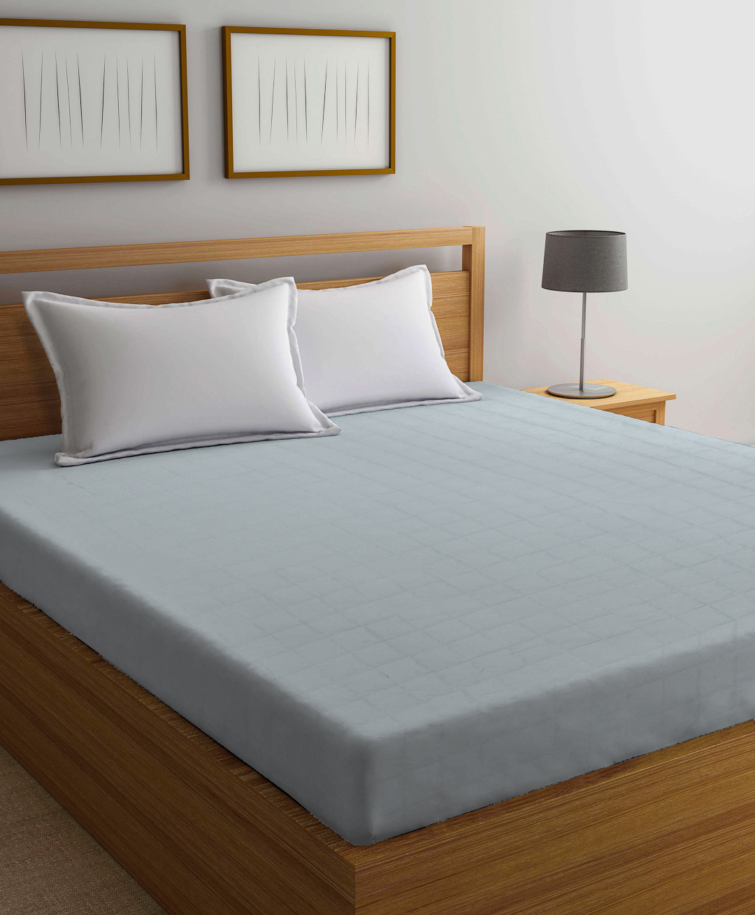 Arrabi Solid TC Cotton Blend 210 GSM Double Bed Size Mattress Protector - Grey-picture-10