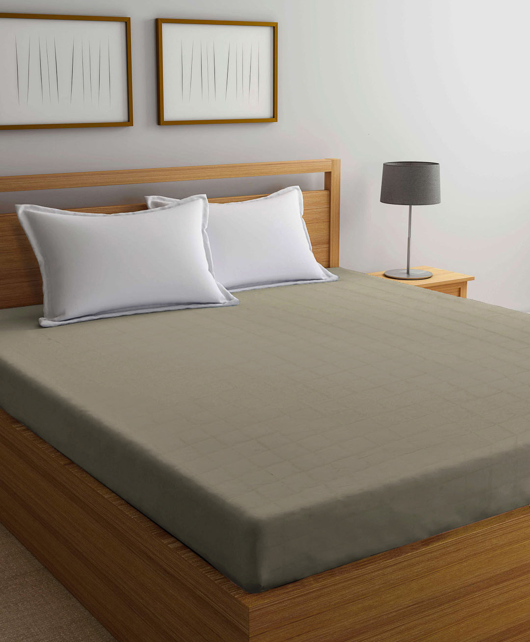 Arrabi Solid TC Cotton Blend 210 GSM Double Bed Size Mattress Protector - Brown-picture-12