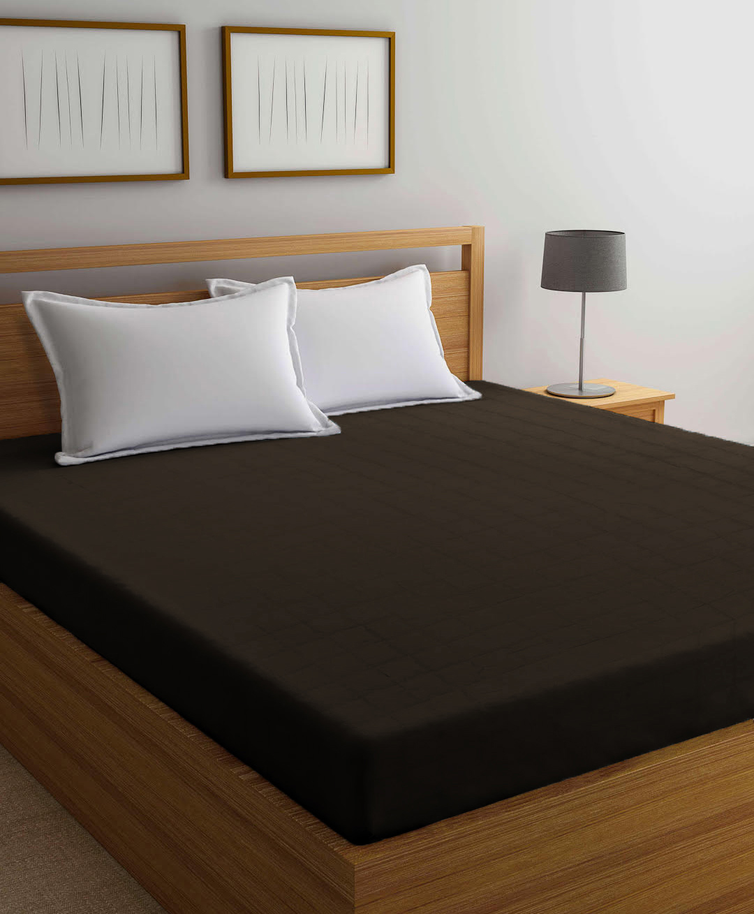 Arrabi Solid TC Cotton Blend 210 GSM Double Bed Size Mattress Protector - Brown-picture-14