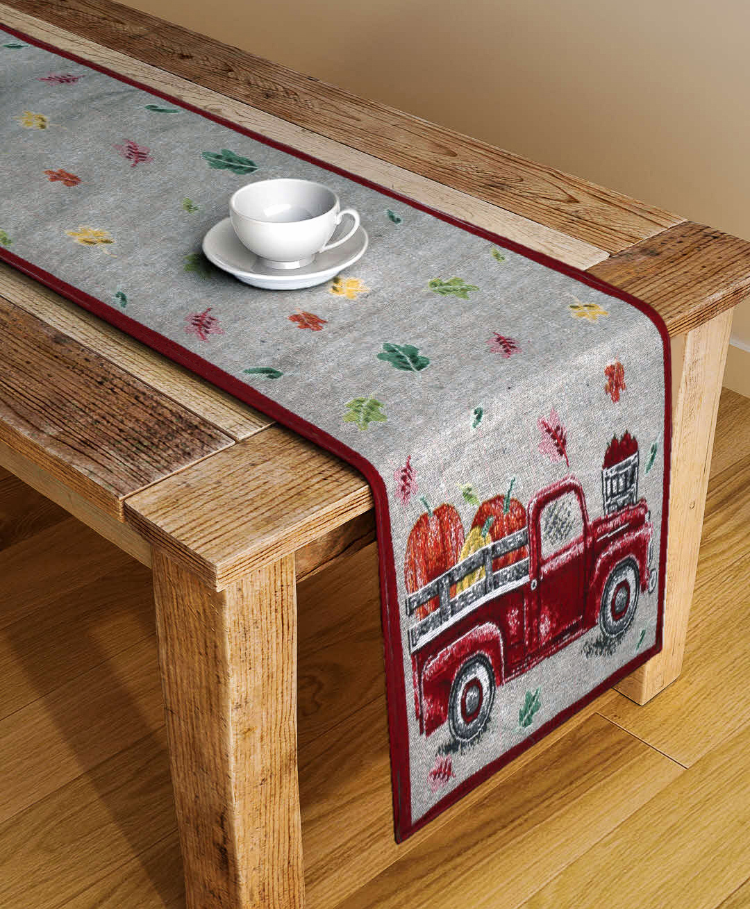 Arrabi Graphic Blended Cotton 6 SEATER Table Runner - Red-image-7