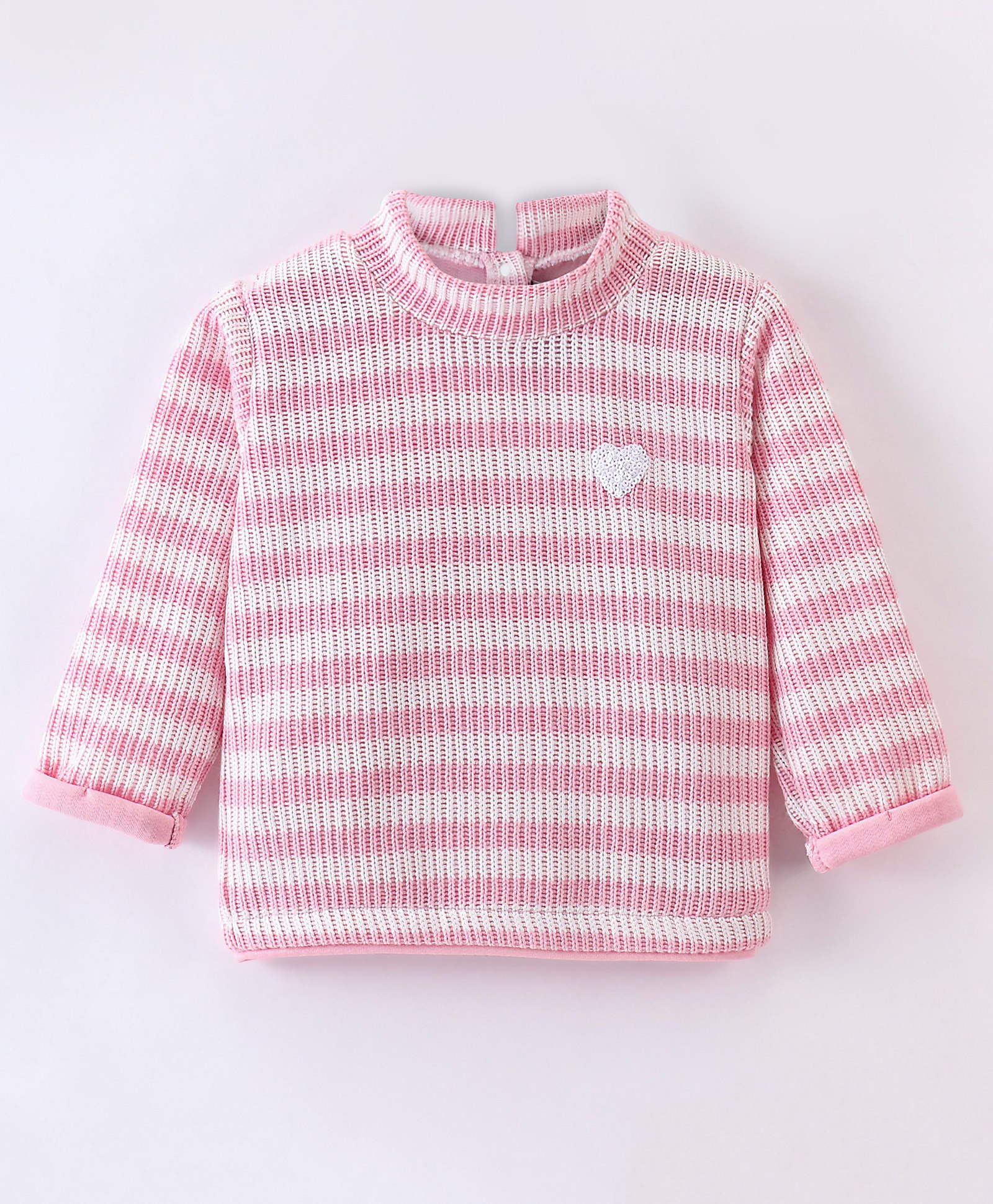 Little Kangaroos Full Sleeves Pullover Sweater Striped - Pink-image-15