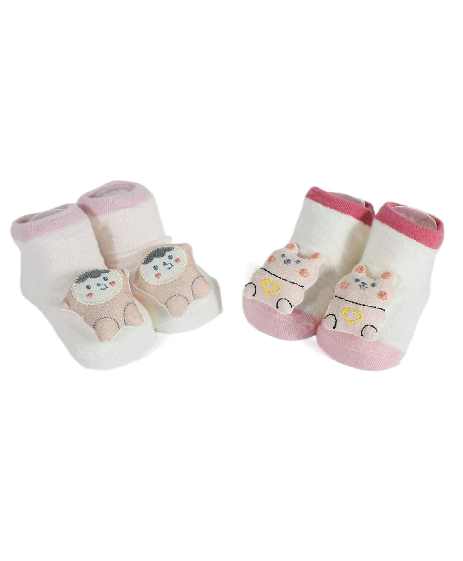 Kidofash Pack Of 2 Animal  Detailed  Cotton Socks - Red &  Pink-image-1