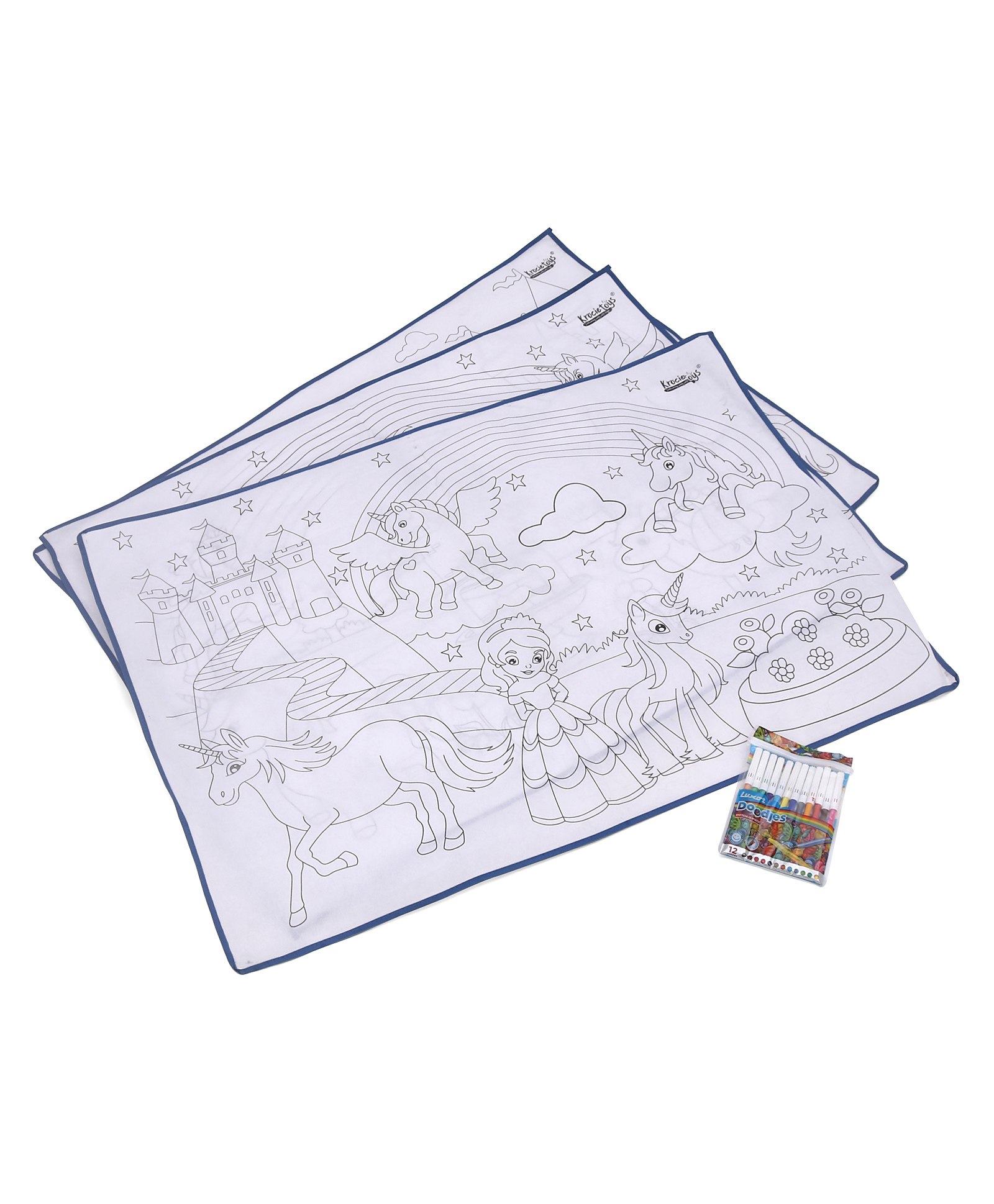 Krocie Toys 3 In 1 Colouring Mat Round Packing - Blue-picture-27