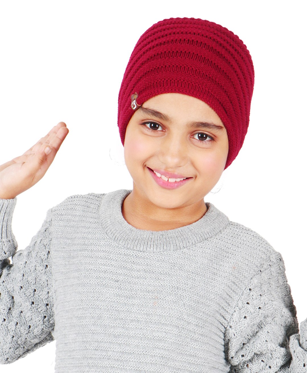 BHARATASYA Handknitted Woolen Ear Warmer Headband - Maroon-picture-14
