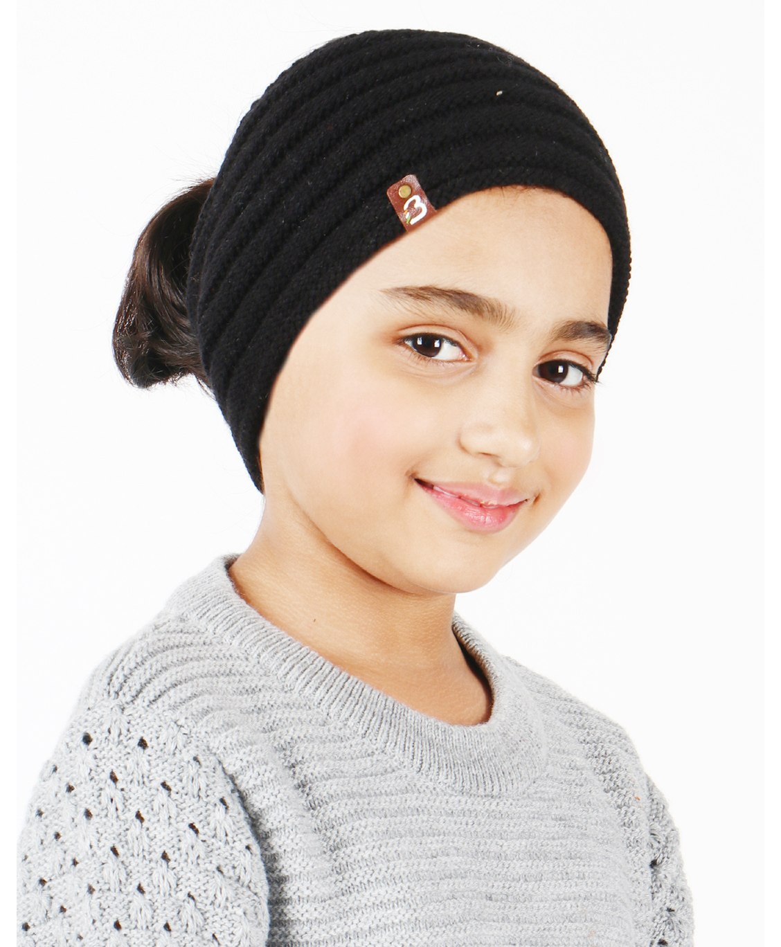 BHARATASYA Handknitted Woolen Ear Warmer Headband - Black-picture-20