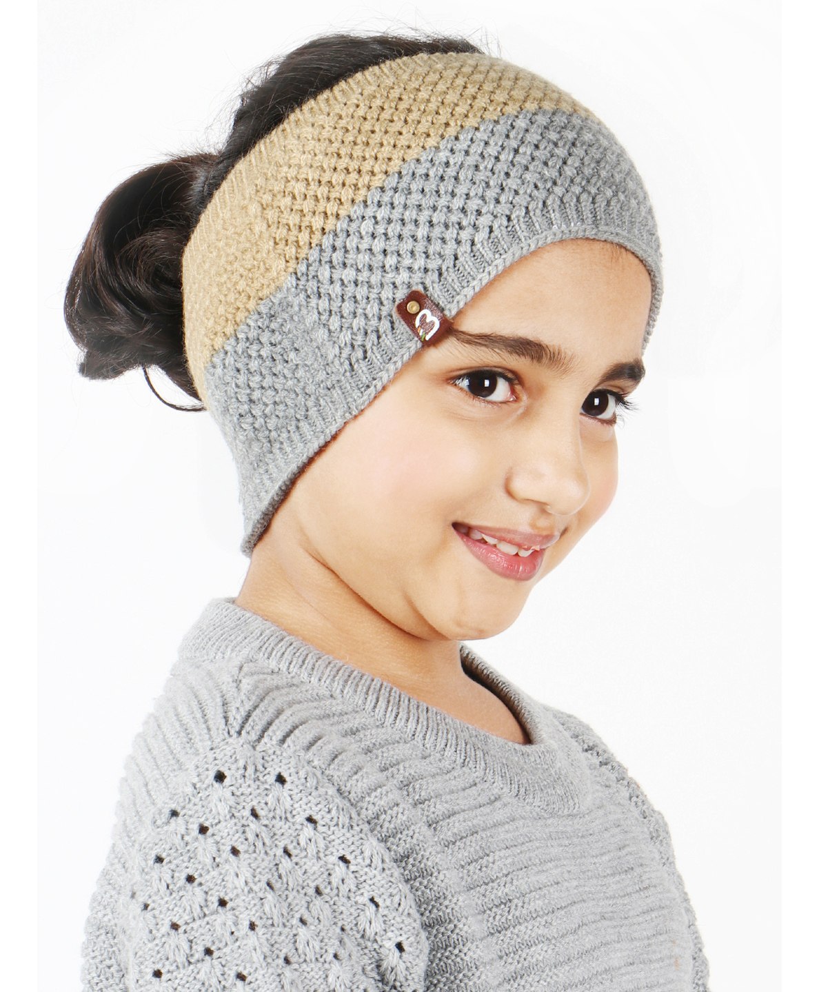 BHARATASYAMat Knit Woolen Headband Ear Warmer -Grey-image-1