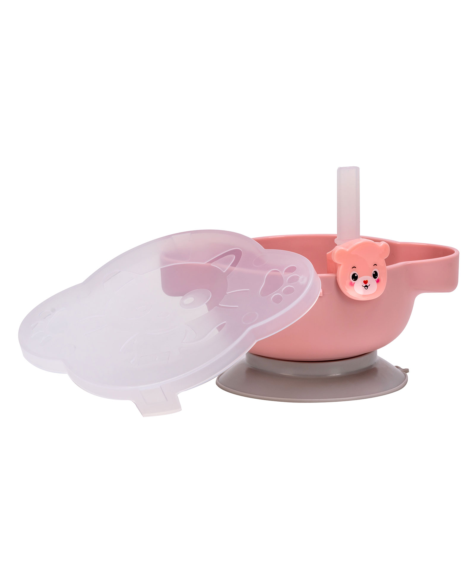 Adore Akita! Baby Feeding Bowl With Suction Base and Bendable Cutlery with Straw - Pink-image-48