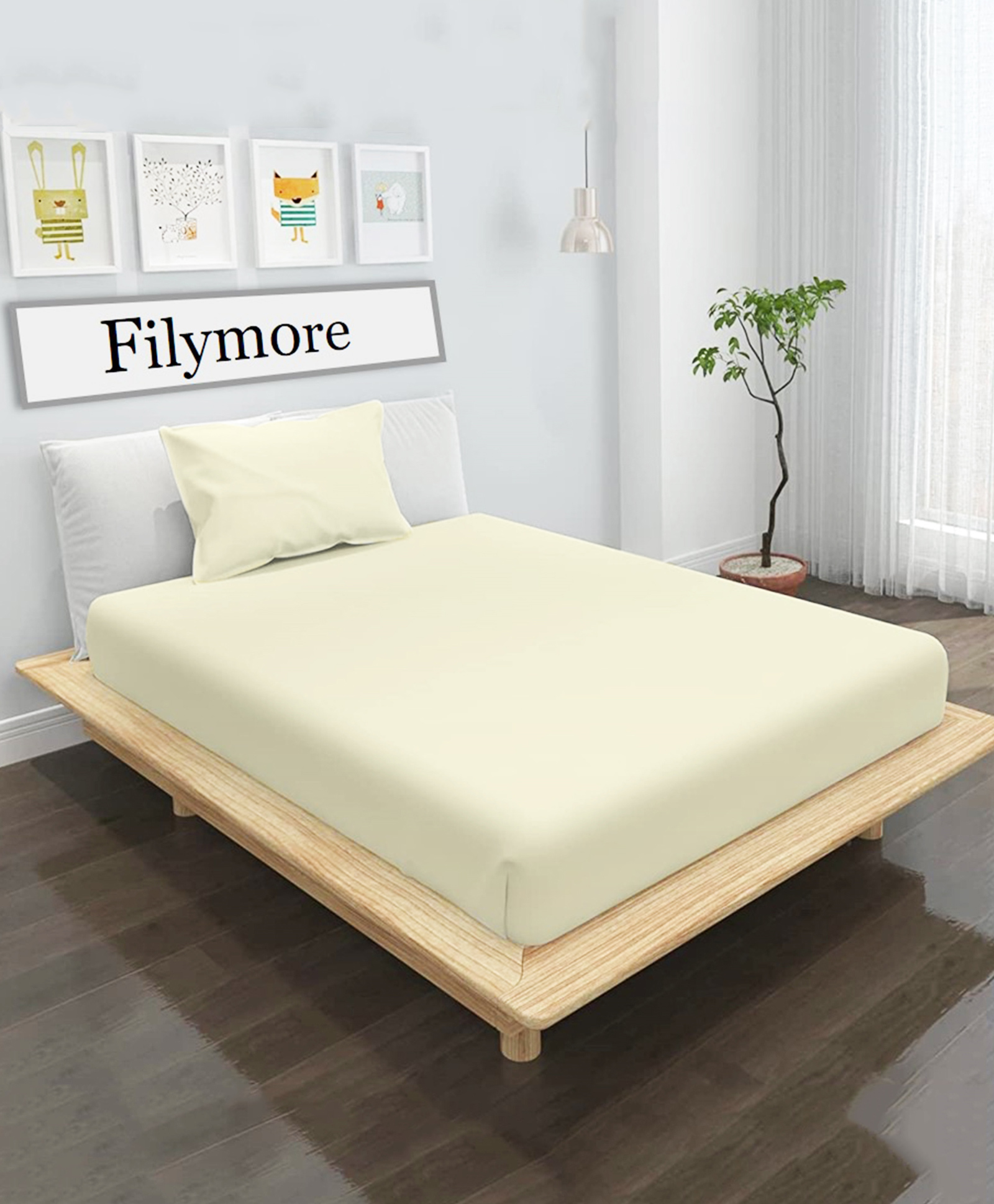 Filymore Plane Cream Solid Single bedsheet with 1 pillow cover-Badge-image-7
