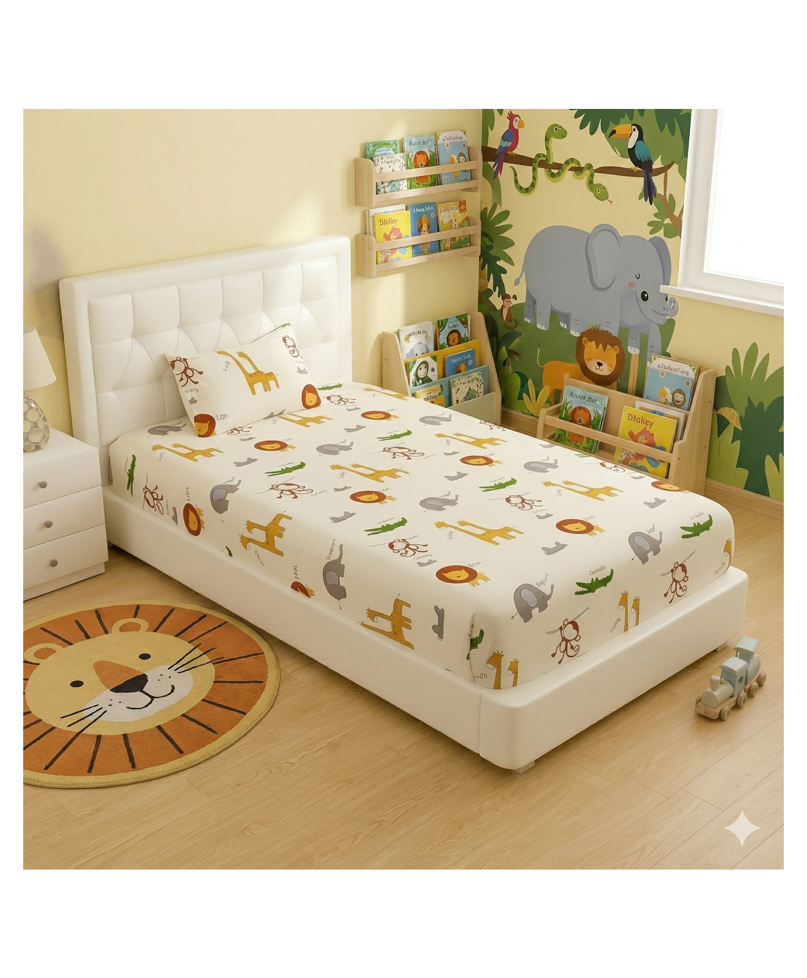 Filymore Animal Printed Single Bedsheet with 1 Pillow Cover-Offwhite-image-36