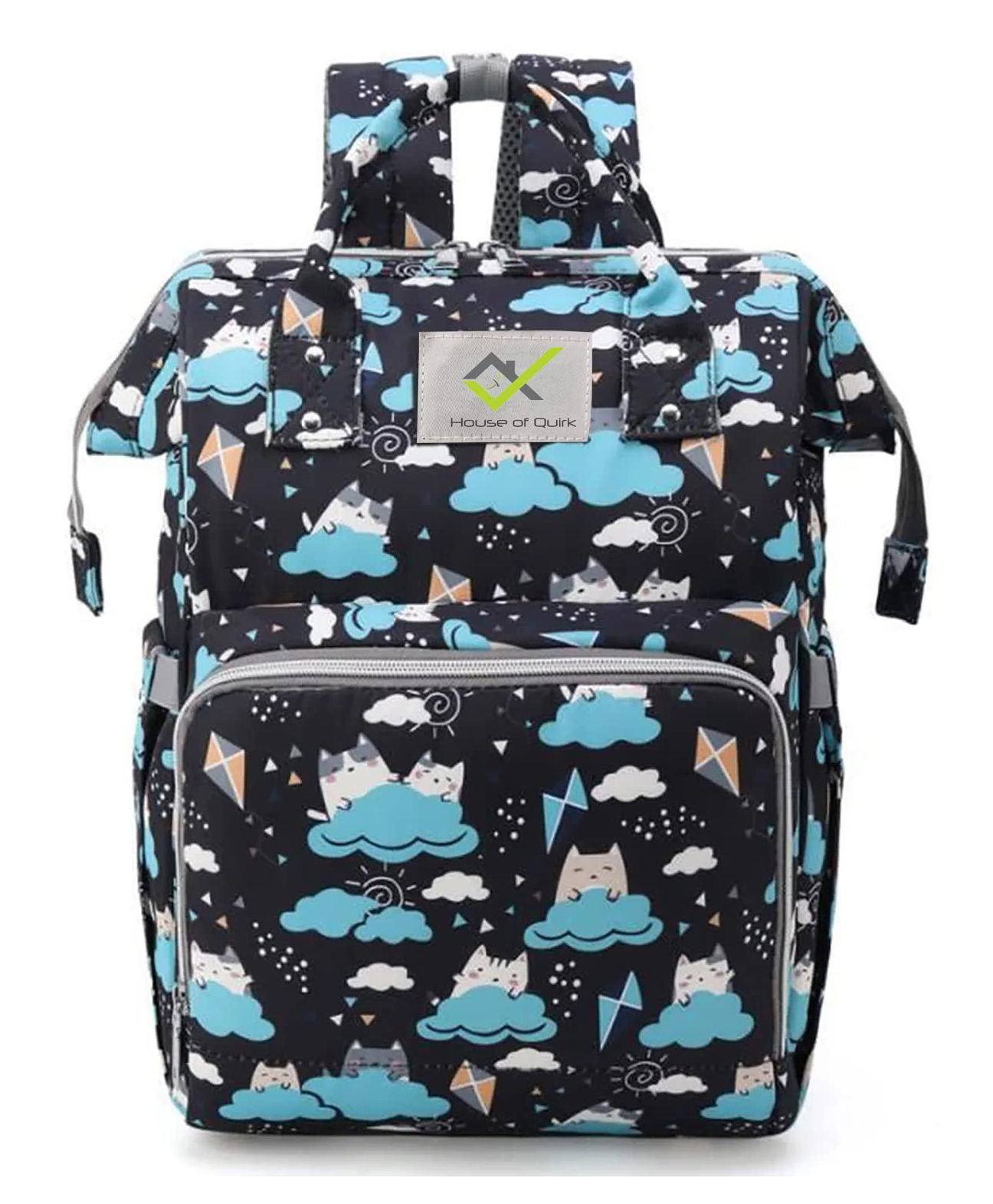 House of Quirk Baby Diaper Bag Black Cat Print - Multicolor-image-36