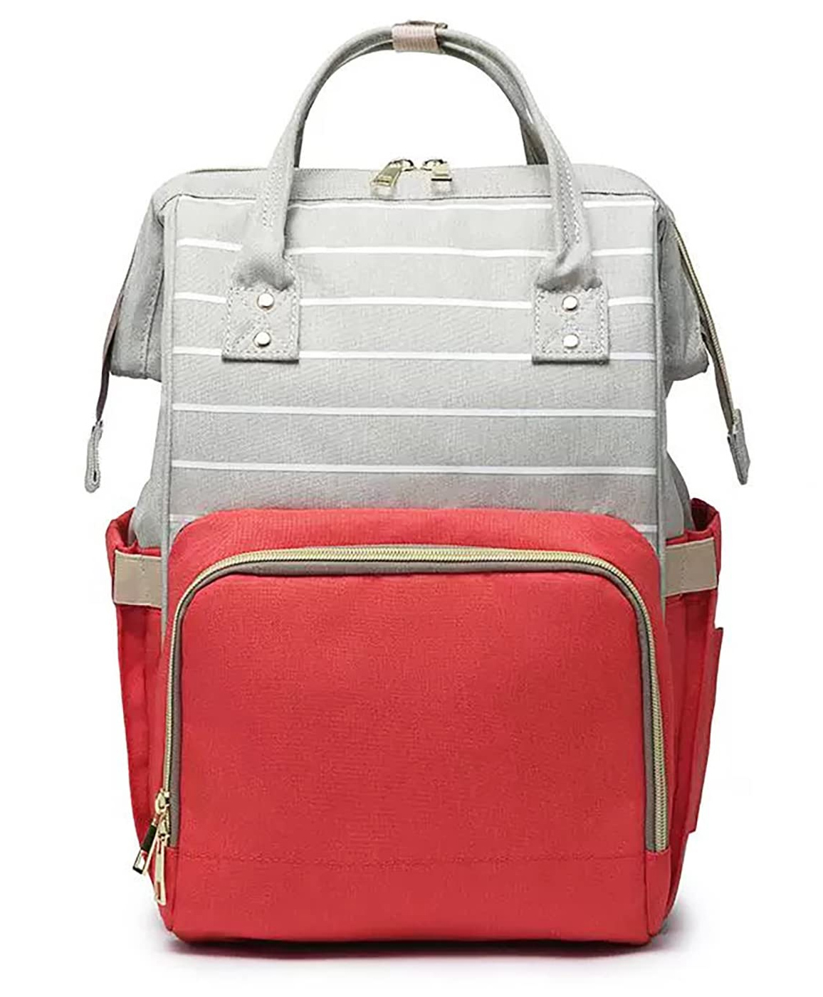 House of Quirk Baby Diaper Bag Grey Strip print Maternity Backpack - Multicolor-image-35
