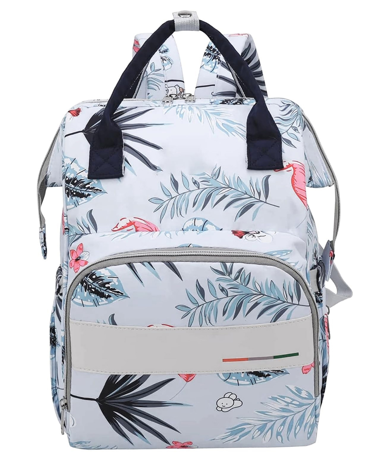 House of Quirk Baby Diaper Bag Maternity Backpack Leaf Powder - Blue-image-1