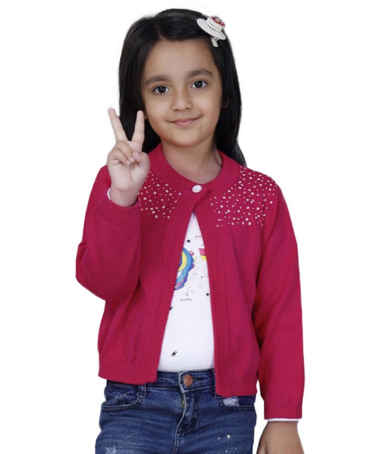 JoE Hazel Full Sleeves Sequin Embellished Starry Cardi Sweater - Pink-picture-21