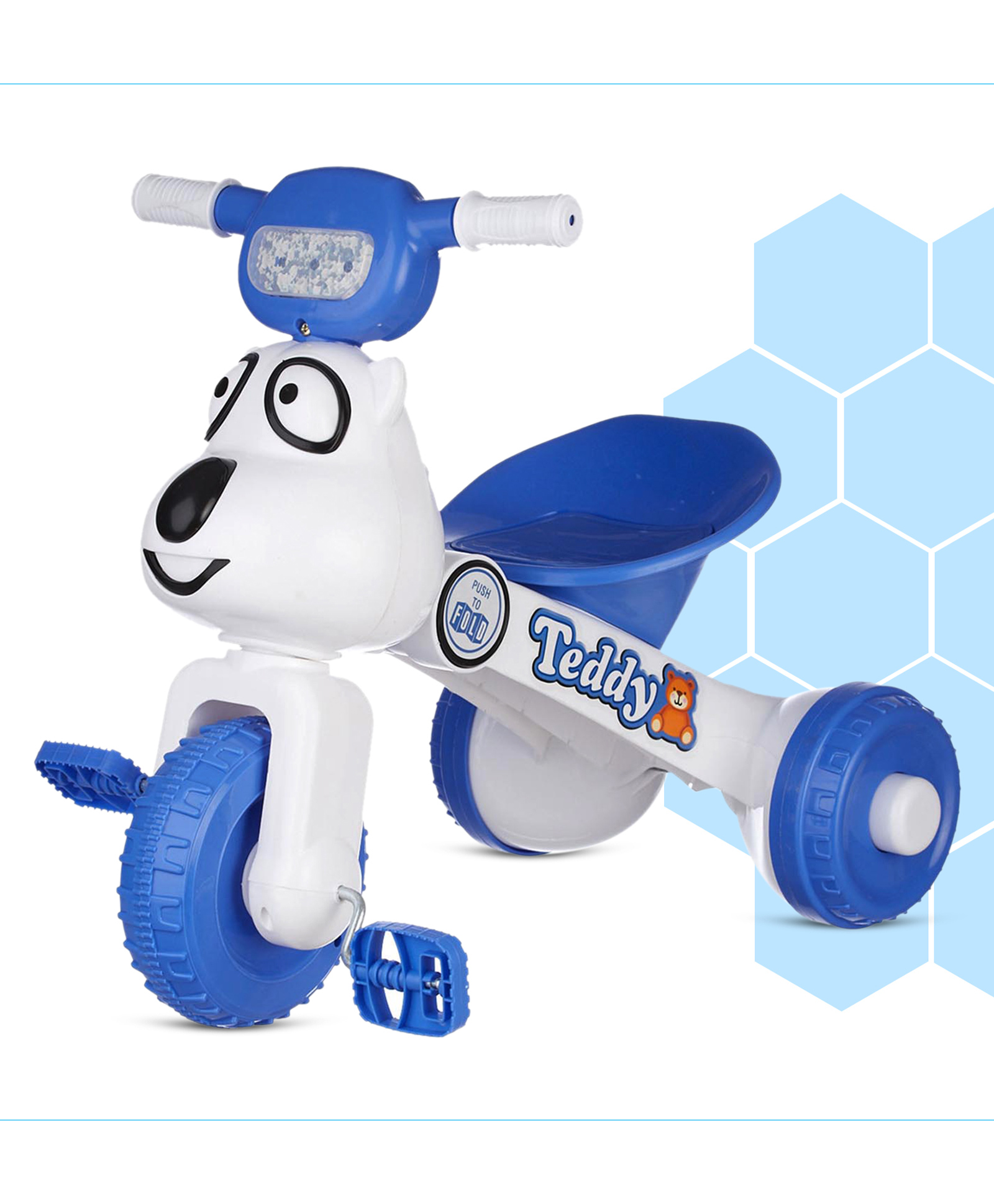 Dash Teddy Face Foldable Tricycle with Music & Light - Blue-picture-22
