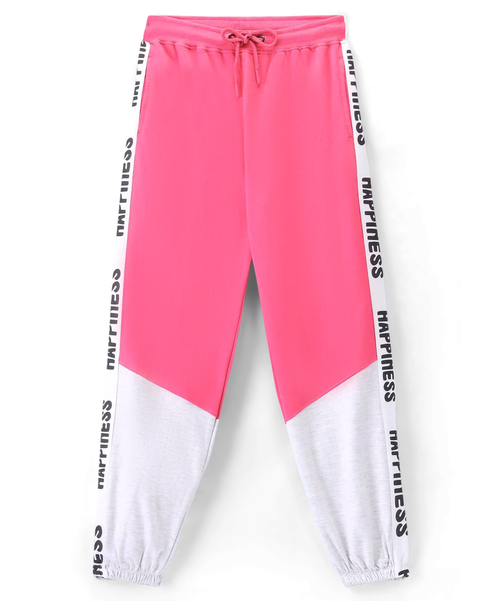 Pine Kids 100% Cotton Terry Knit Full Length Cut & Sew Jogger Text Print - Pink-picture-11