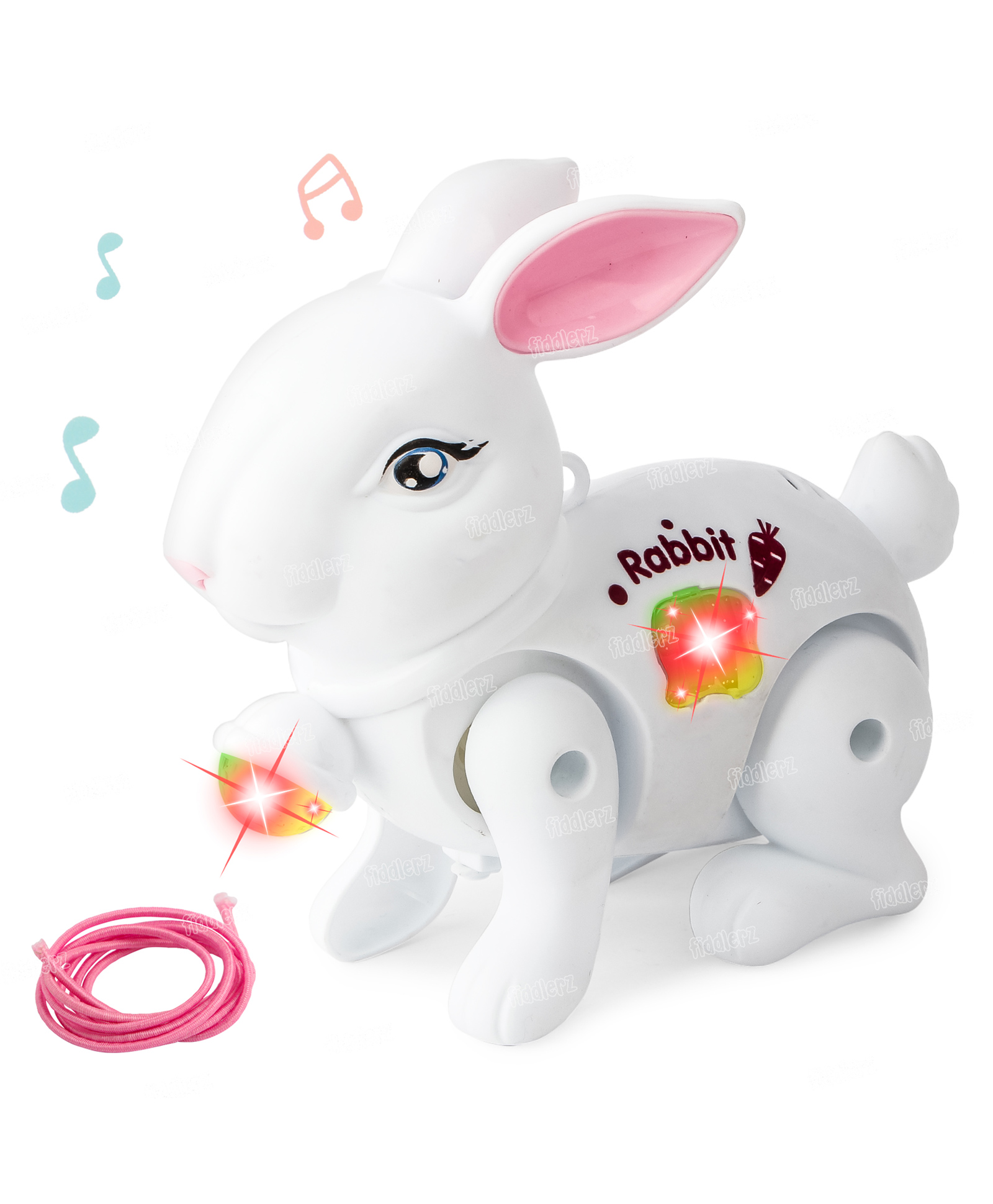 Fiddlerz Electric Rabbit Bunny Toy with Light and Music Birthday Gift - White-image-14
