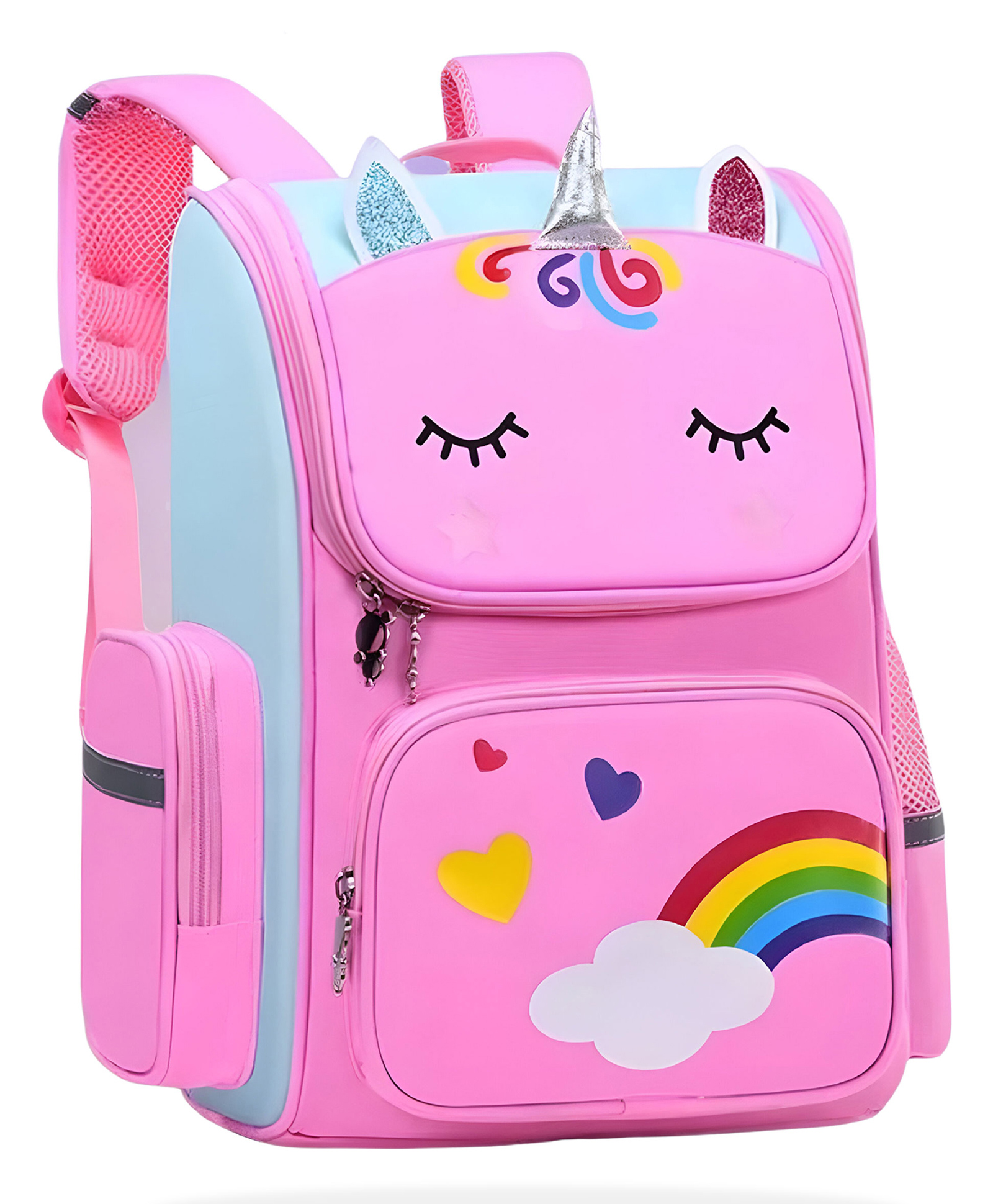 Bembika School Bag for Boys and Girls Travel Schoolbag Perfect Book Bag Casual Backpack for Kids Unicorn Pink- Height 16 Inches-picture-11