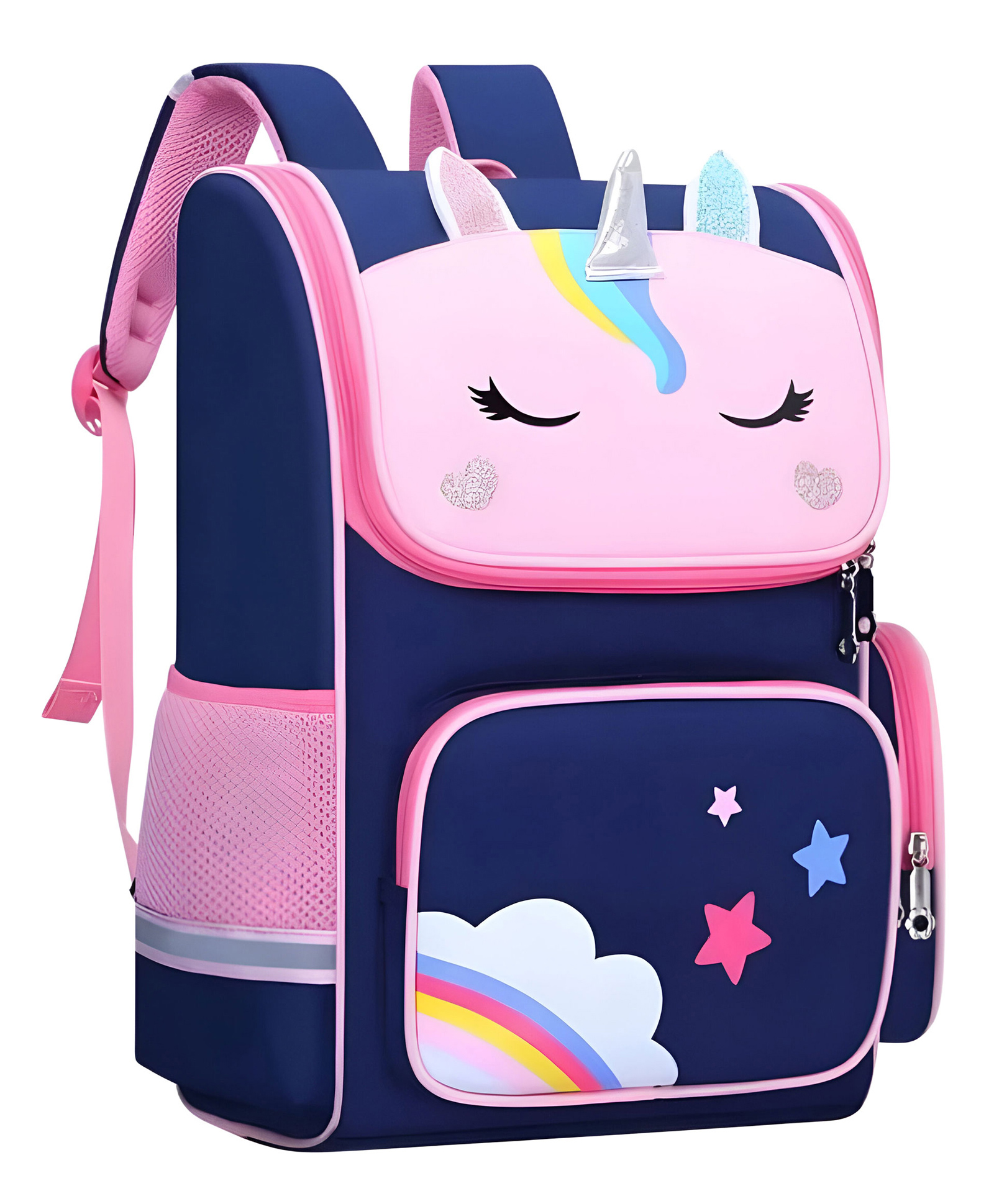 Bembika School Bag for Boys and Girls Travel Schoolbag Perfect Book Bag Casual Backpack for Kids Unicorn Blue- Height 16 Inches-picture-45