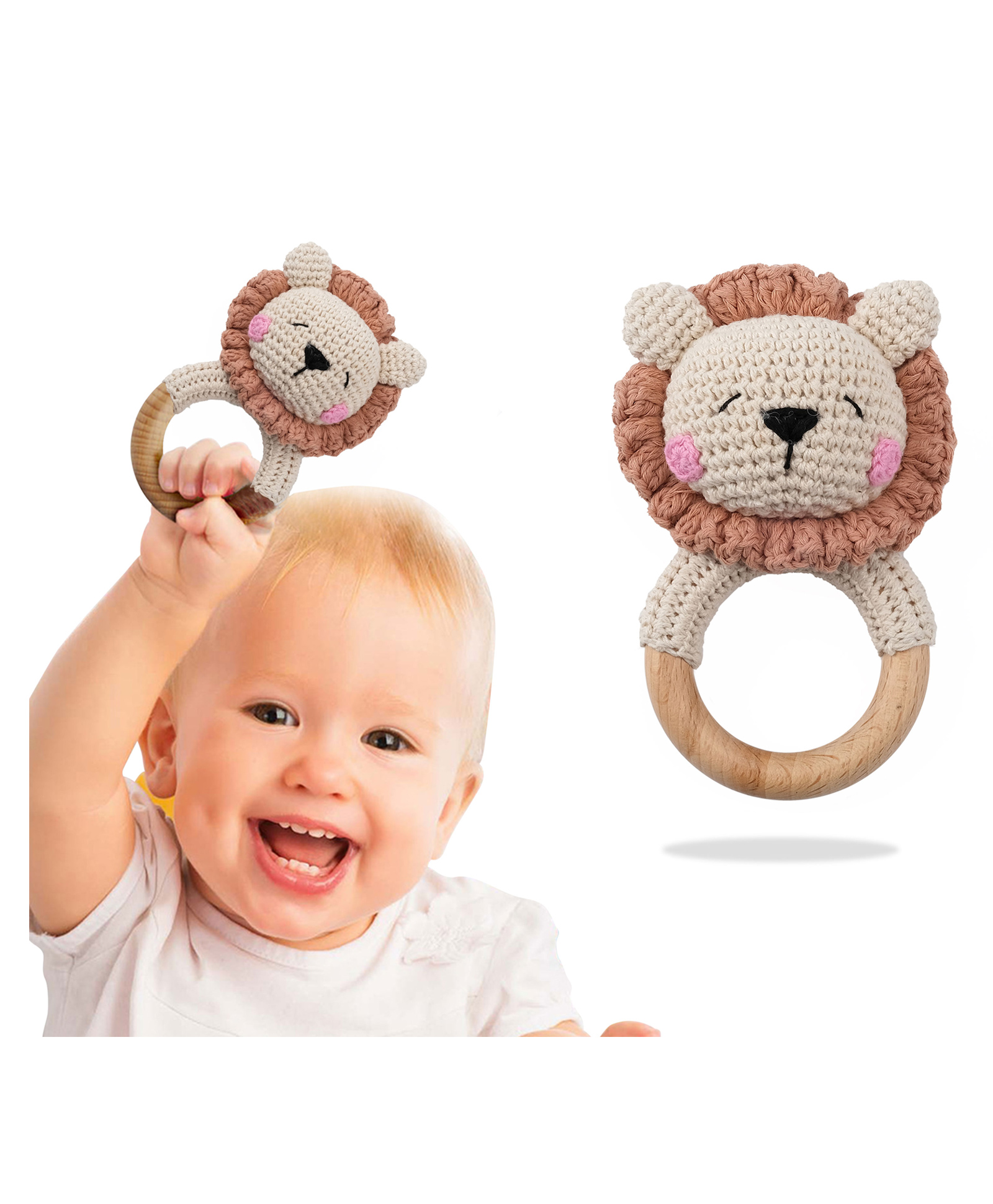 Bembika Rabbit Shape Baby Teether Toy - Brown-picture-12