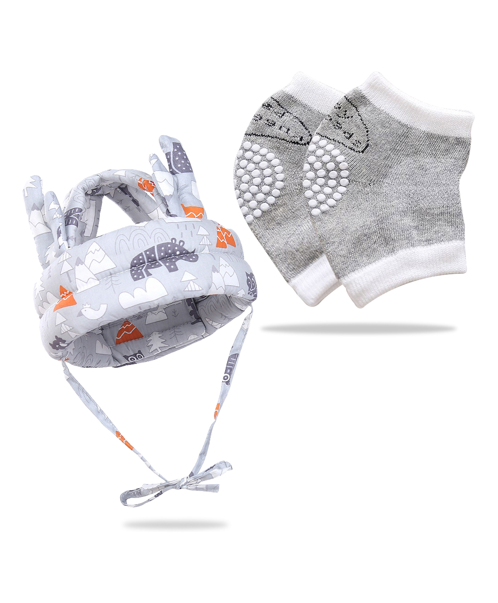 Bembika Baby Head Protector And Baby Knee Pads For Crawling & Elbow Safety Protector Combo Pack - Grey-picture-15