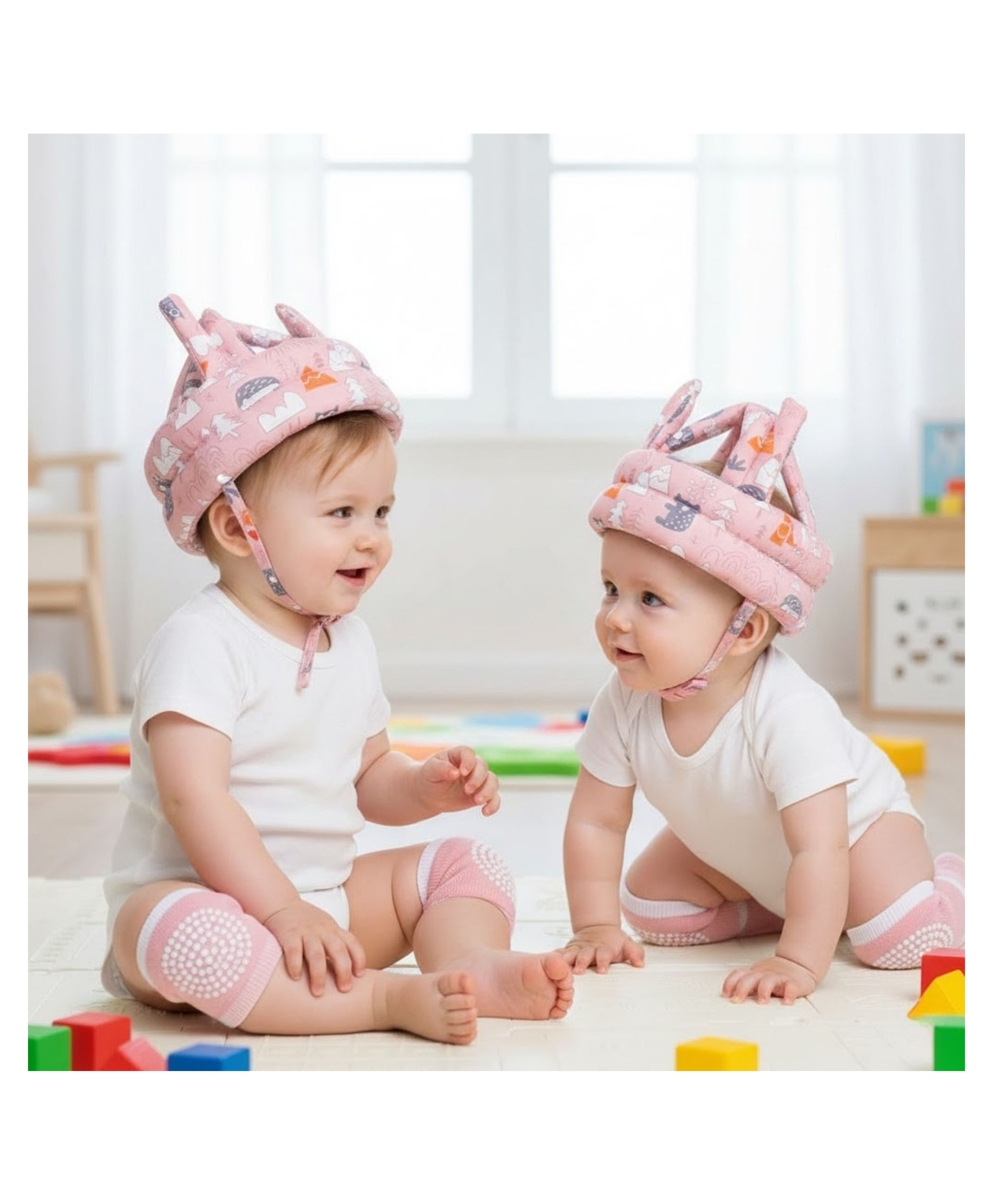Bembika Baby Head Protector And Baby Knee Pads For Crawling & Elbow Safety Protector Combo Pack - Pink-picture-12