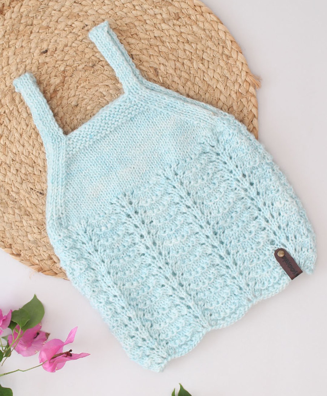 Woonie Sleeveless Self Waves Pattern Detailed Knitted Sweater Vest - Blue-image-33