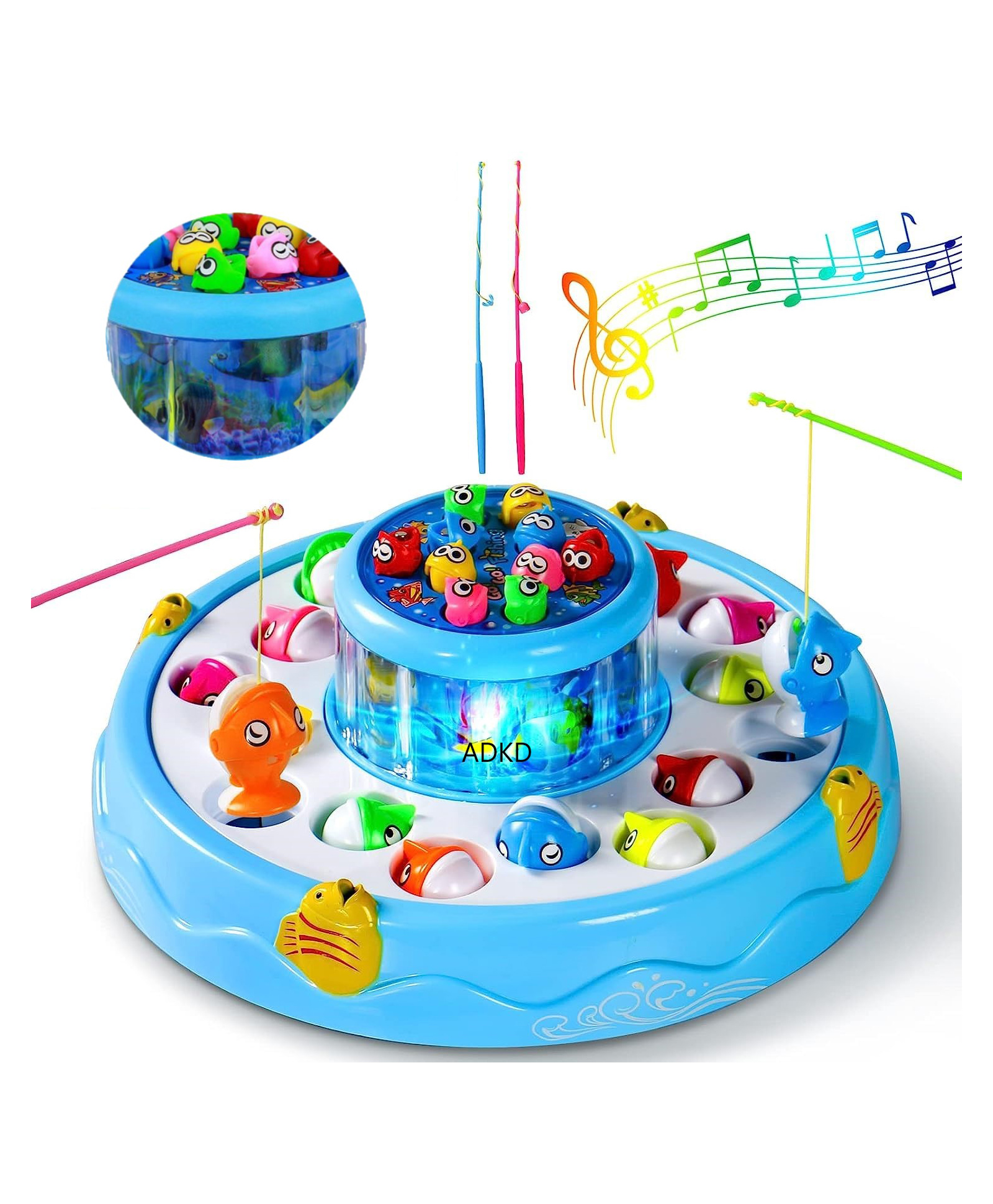 ADKD Fish Catching Game with 26 Fishes and 4 Pods  with Music and Lights (Colour May Vary)