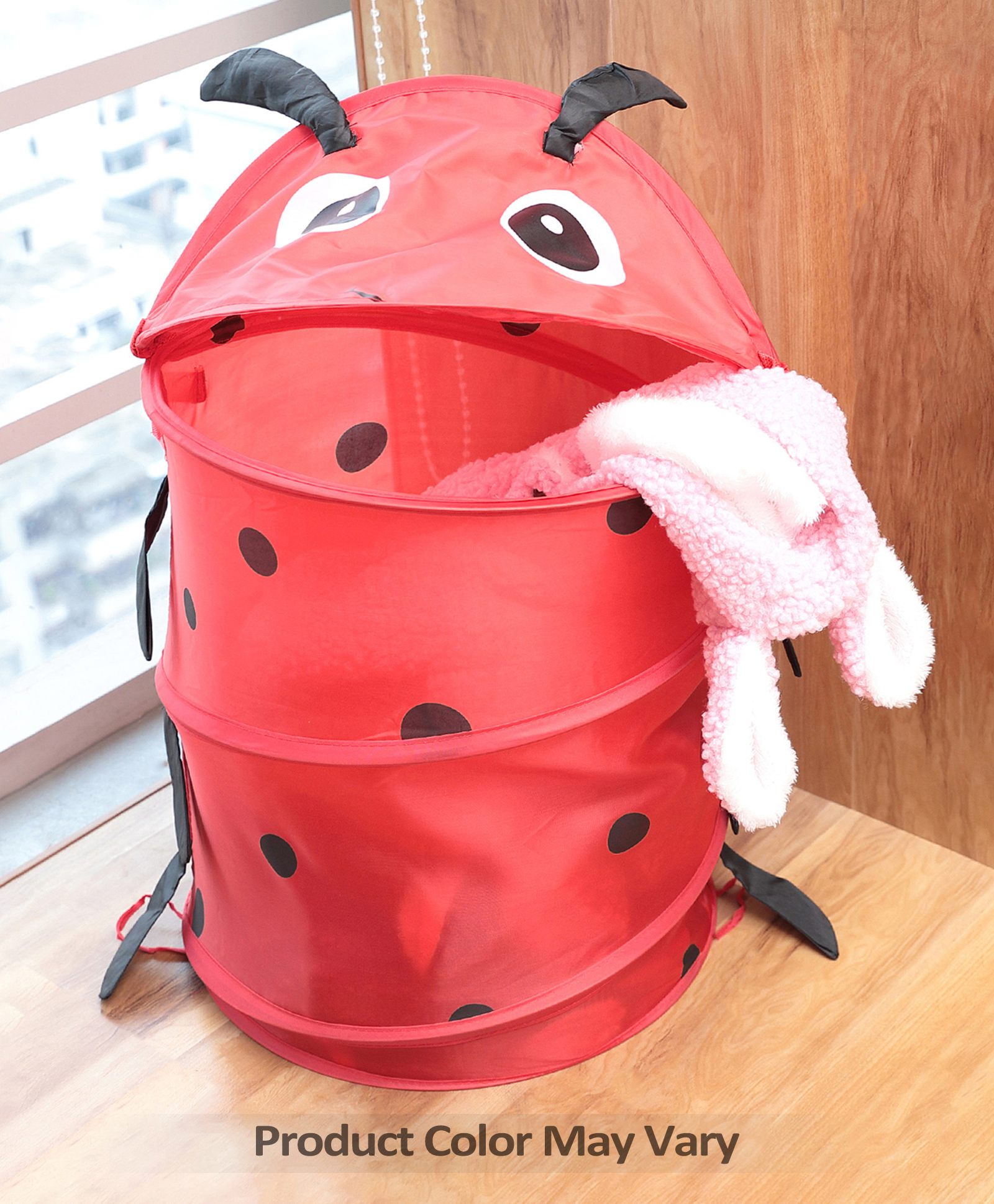 fab n funky Multipurpose Collapsible Lady Bug Print Storage Bag with Lid- Red-picture-21