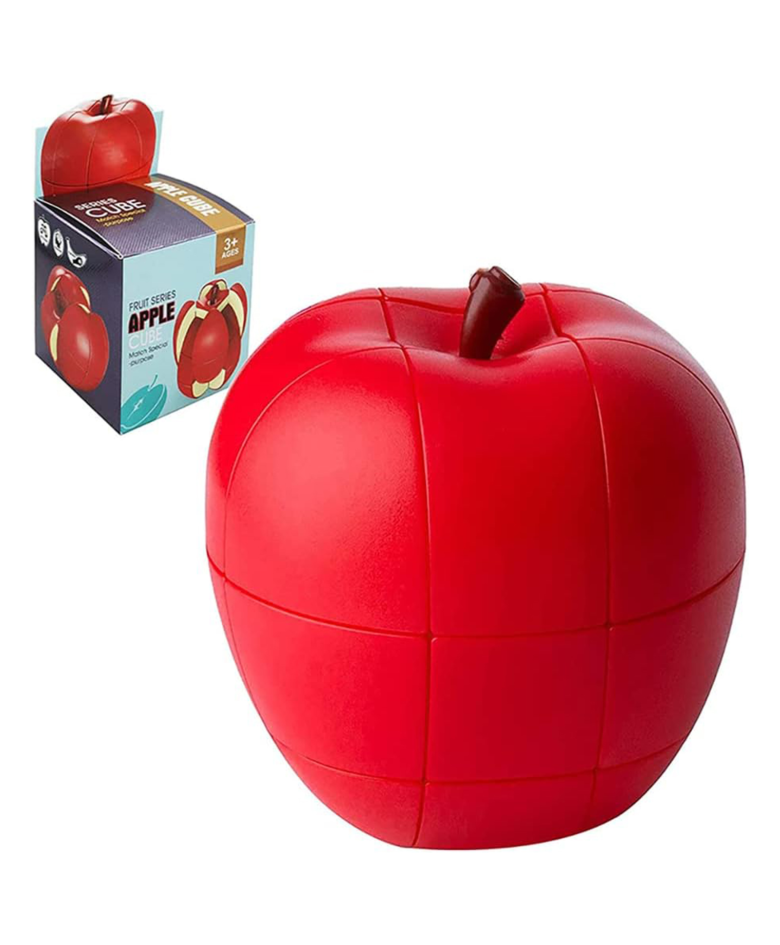 NEGOCIO Fruit Shape Stickerless Apple Cube Magic Puzzle Toy - Red-picture-34