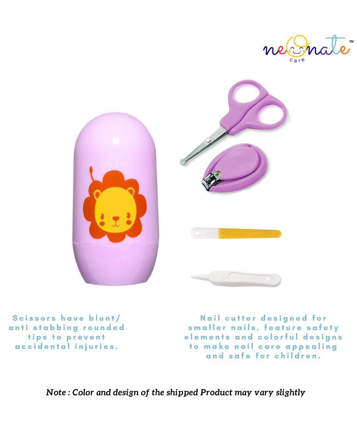 NeonateCare Baby Infant and Toddler Grooming Kit with Scissors -Purple Lion( Color and design may vary)-image-42