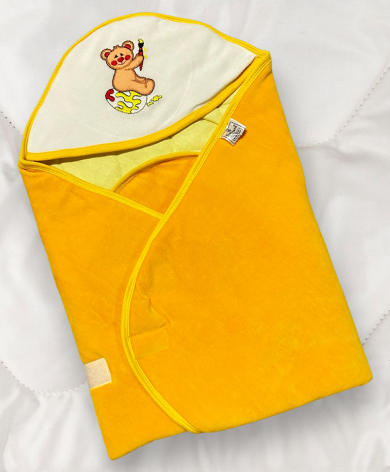 Tinycare Baby Hooded Wrapper with Teddy Embroidery - Lemon Yellow-image-21