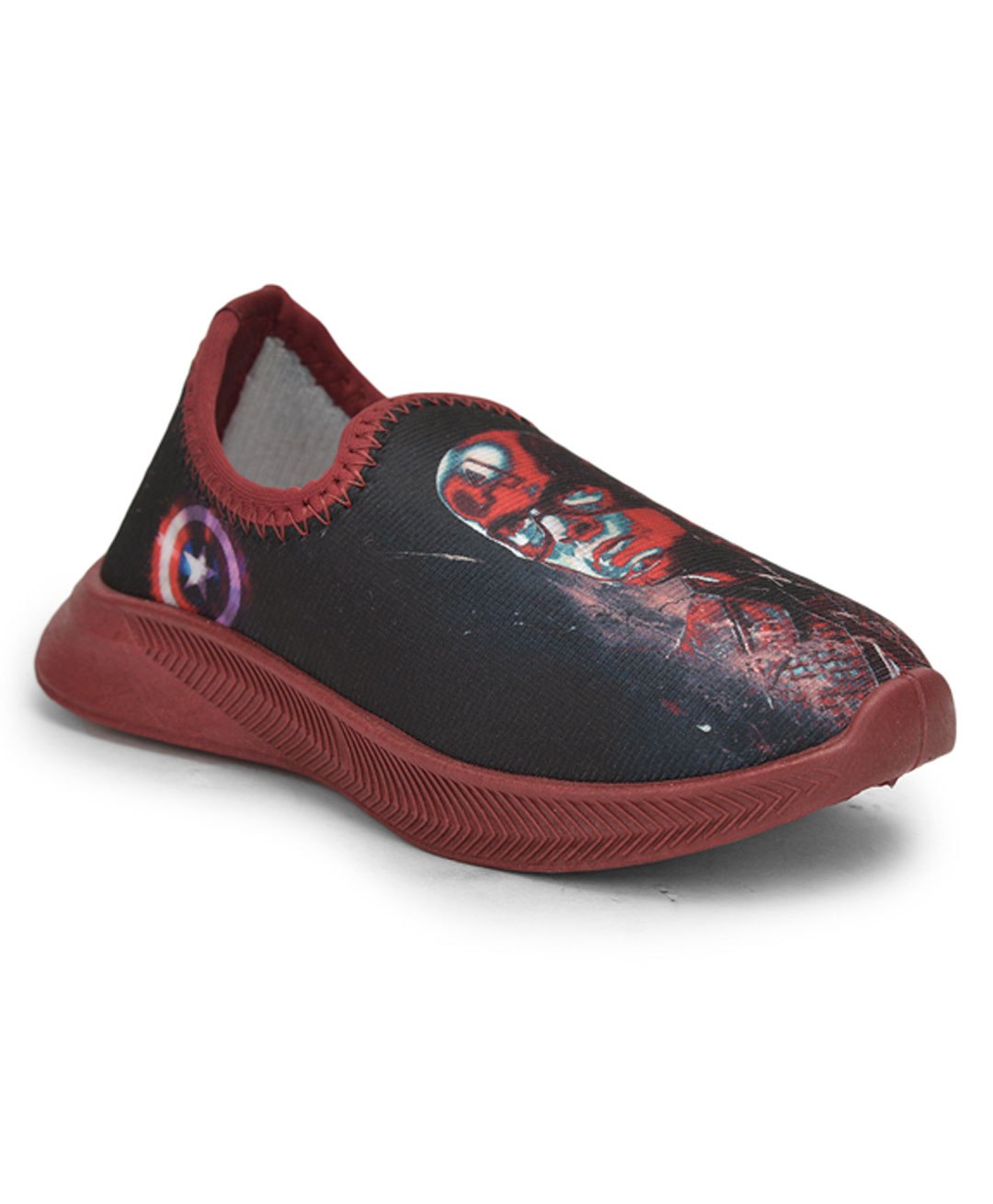 Toothless Marvel Avengers Theme Featuring Captain America Printed Lycra Shoes - Maroon-image-26