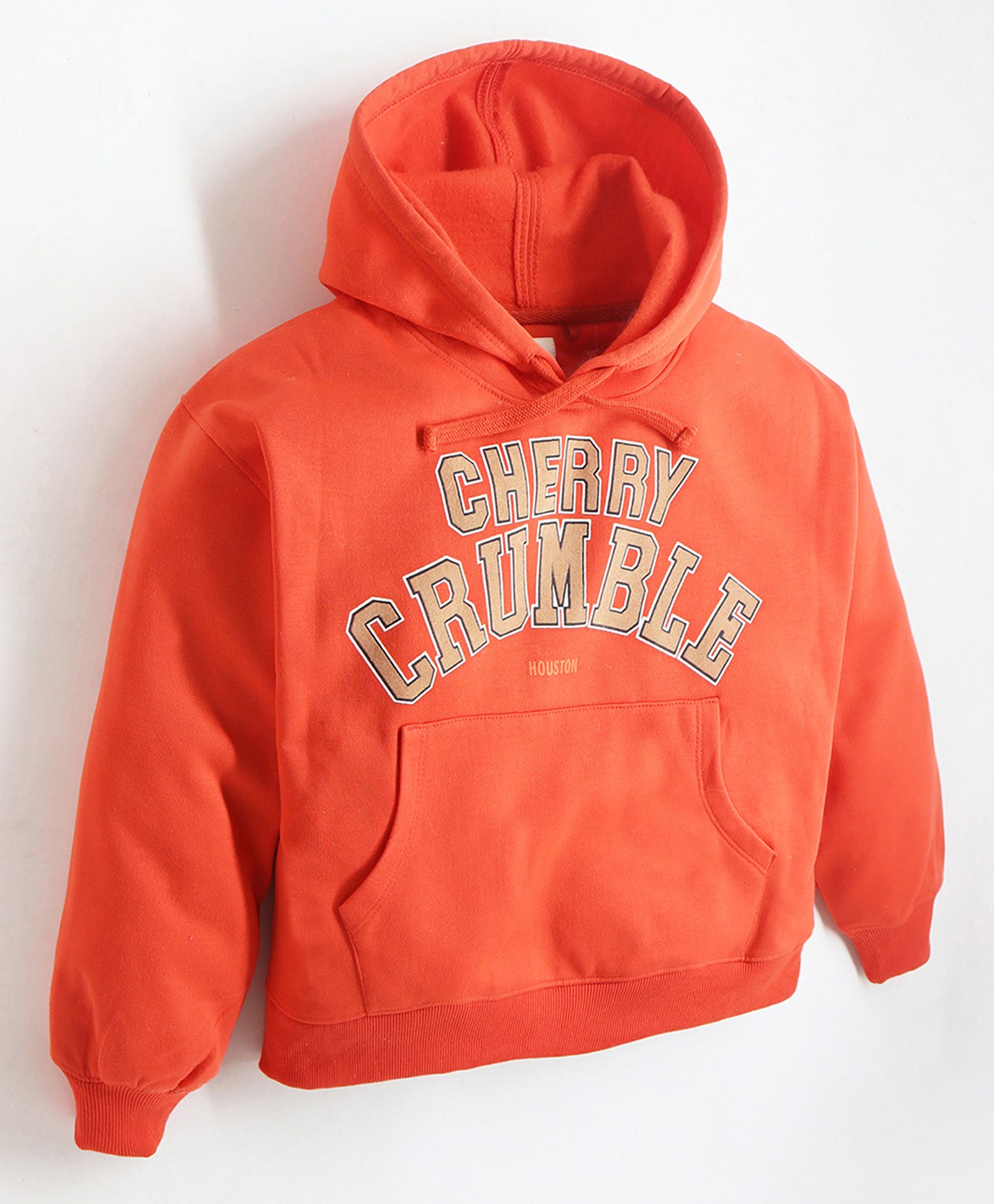 Cherry Crumble By Nitt Hyman Unisex Full Sleeves Brand Name Printed Knitted Easy Fit Hooded Pullover -Orange-picture-13