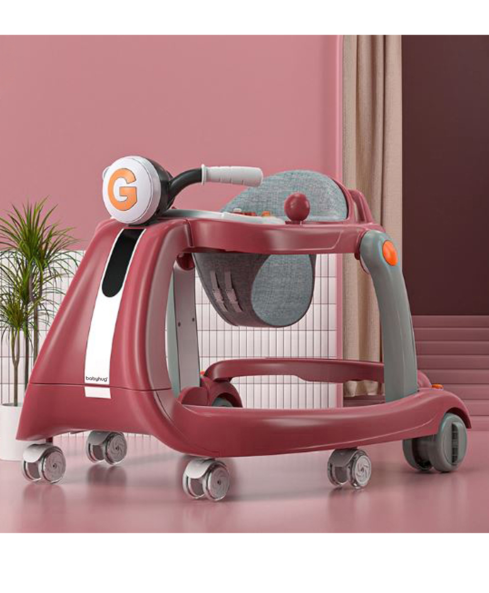 Babyhug 4 in 1 Discover & Play Musical Baby Walker with Adjustable Speed & Fancy Multi Gear Toys- Red-image-18