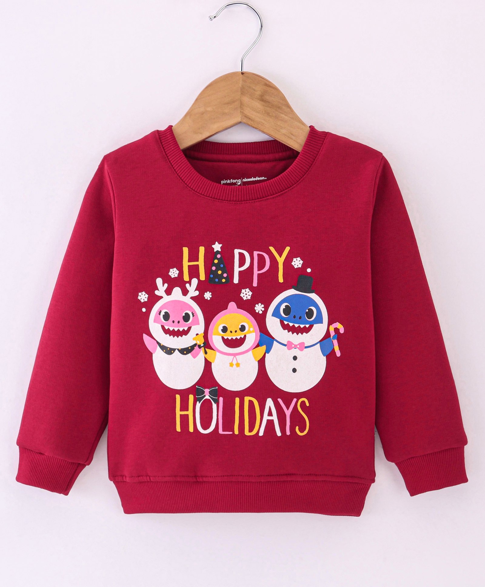Bodycare Cotton Fleece Full Sleeves Sweatshirt Snowman Print - Maroon-image-43