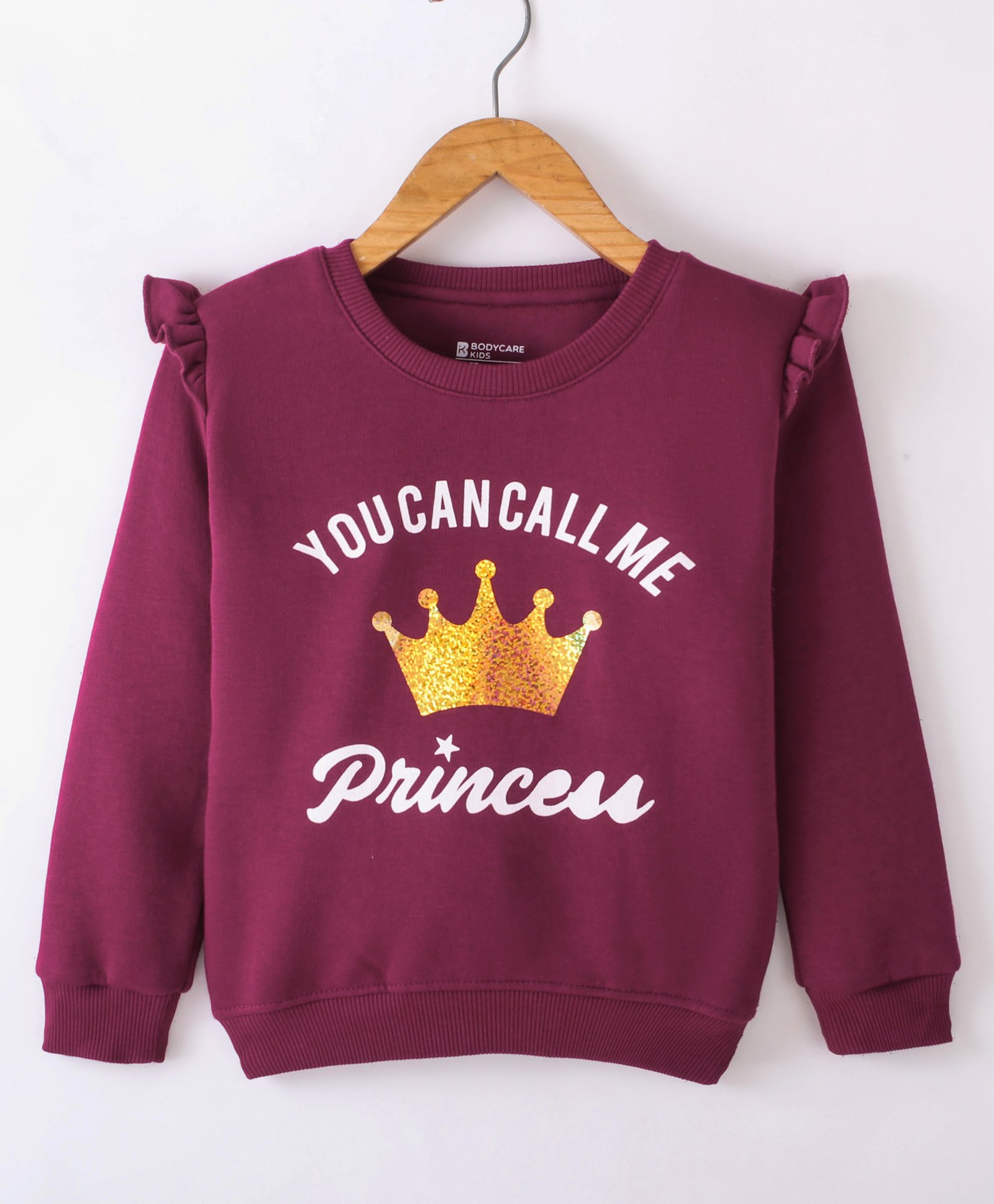 Bodycare Fleece cotton Knit Full Sleeves Sweatshirt with Text Print - Purple-image-42