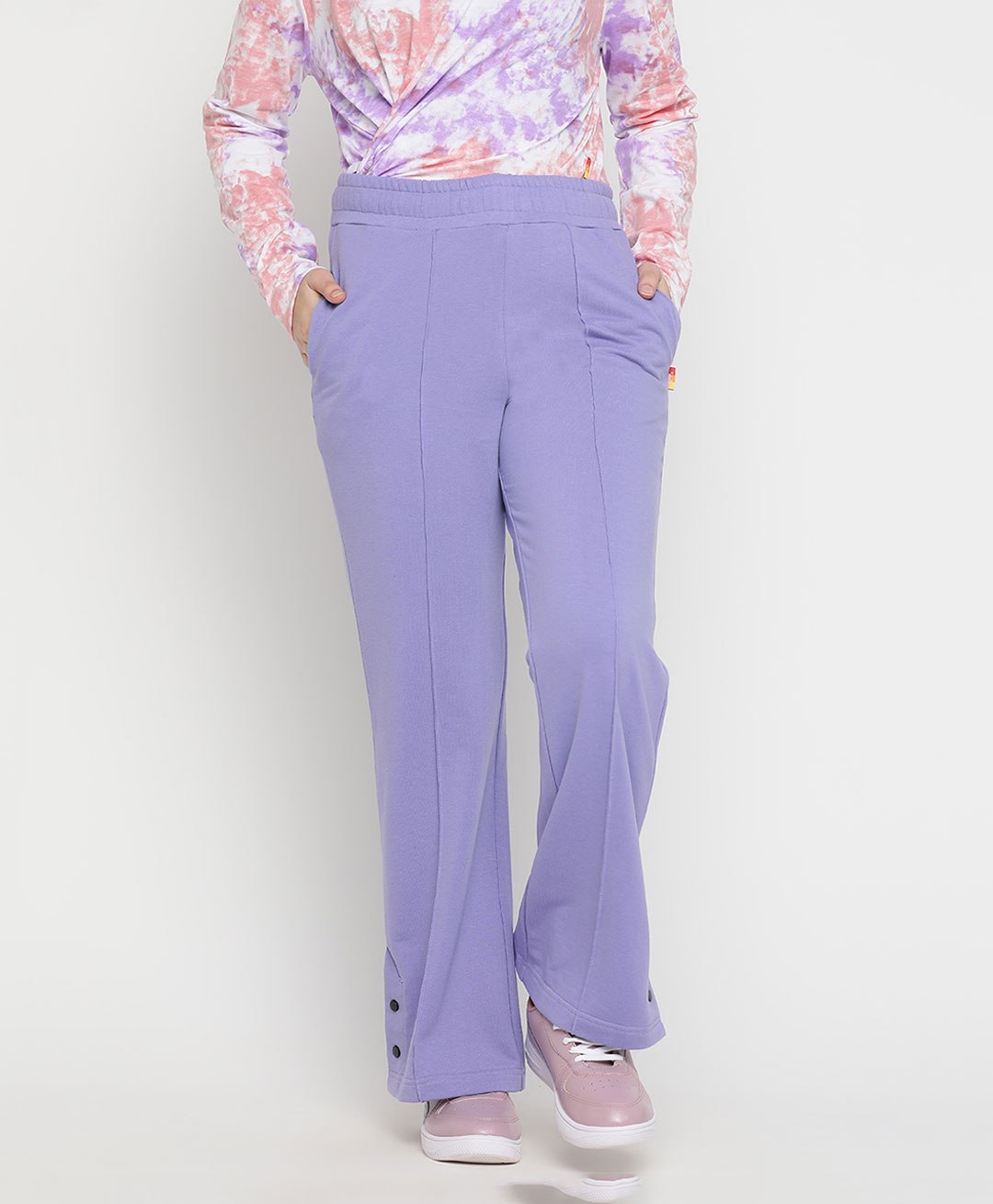 Lil Tomatoes  Cotton  Looper Solid Flared Track Pant - Lavender-picture-25